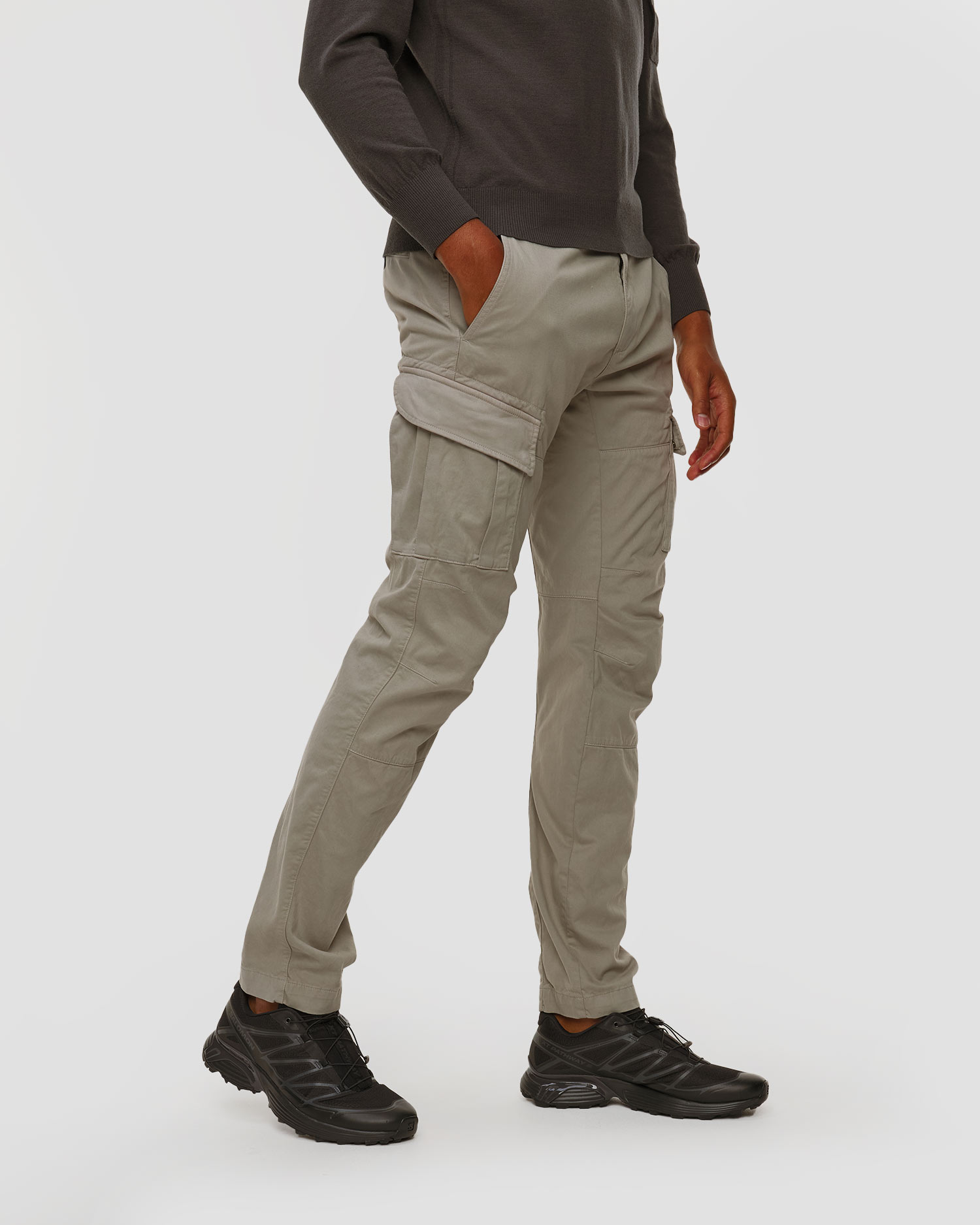 Pánske nohavice C.P. Company Stretch Sateen Ergonomic Lens Cargo Pants sivé