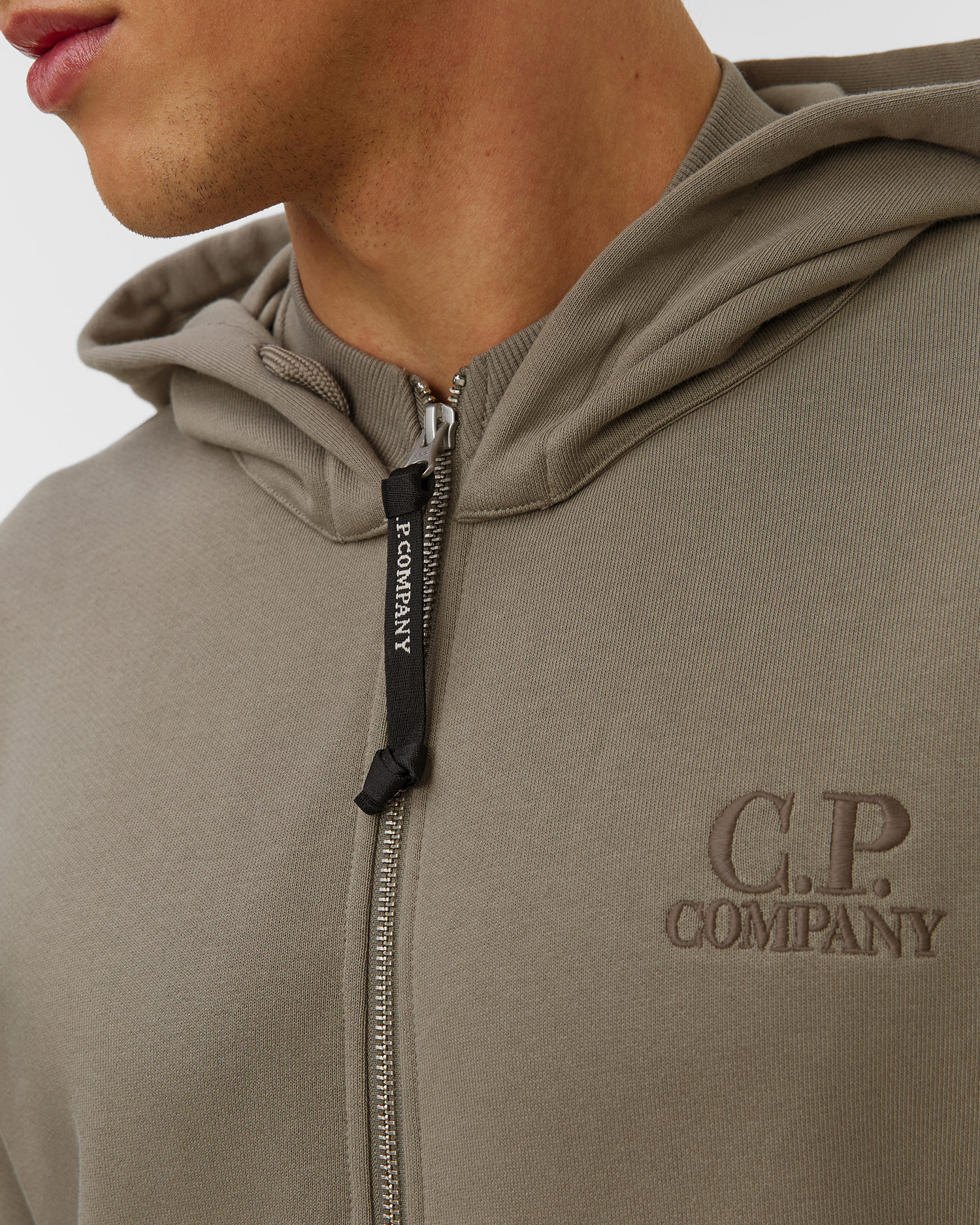 C.P. Company Diagonal Raised Fleece Hooded Full Zip Sweatshirt Herren-Sweatshirt in Beige
