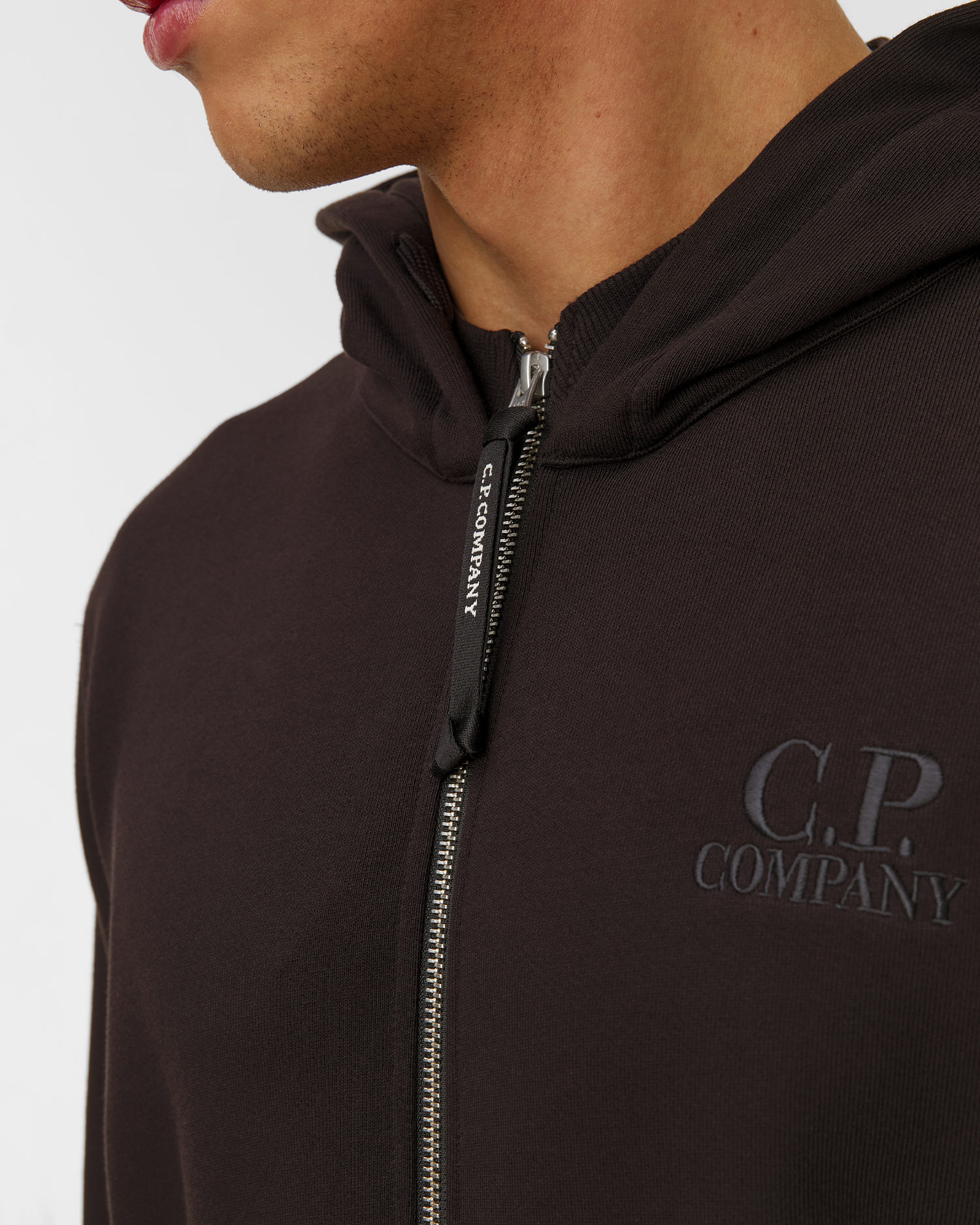 C.P. Company Diagonal Raised Fleece Hooded Full Zip Sweatshirt Herren-Sweatshirt in Schwarz