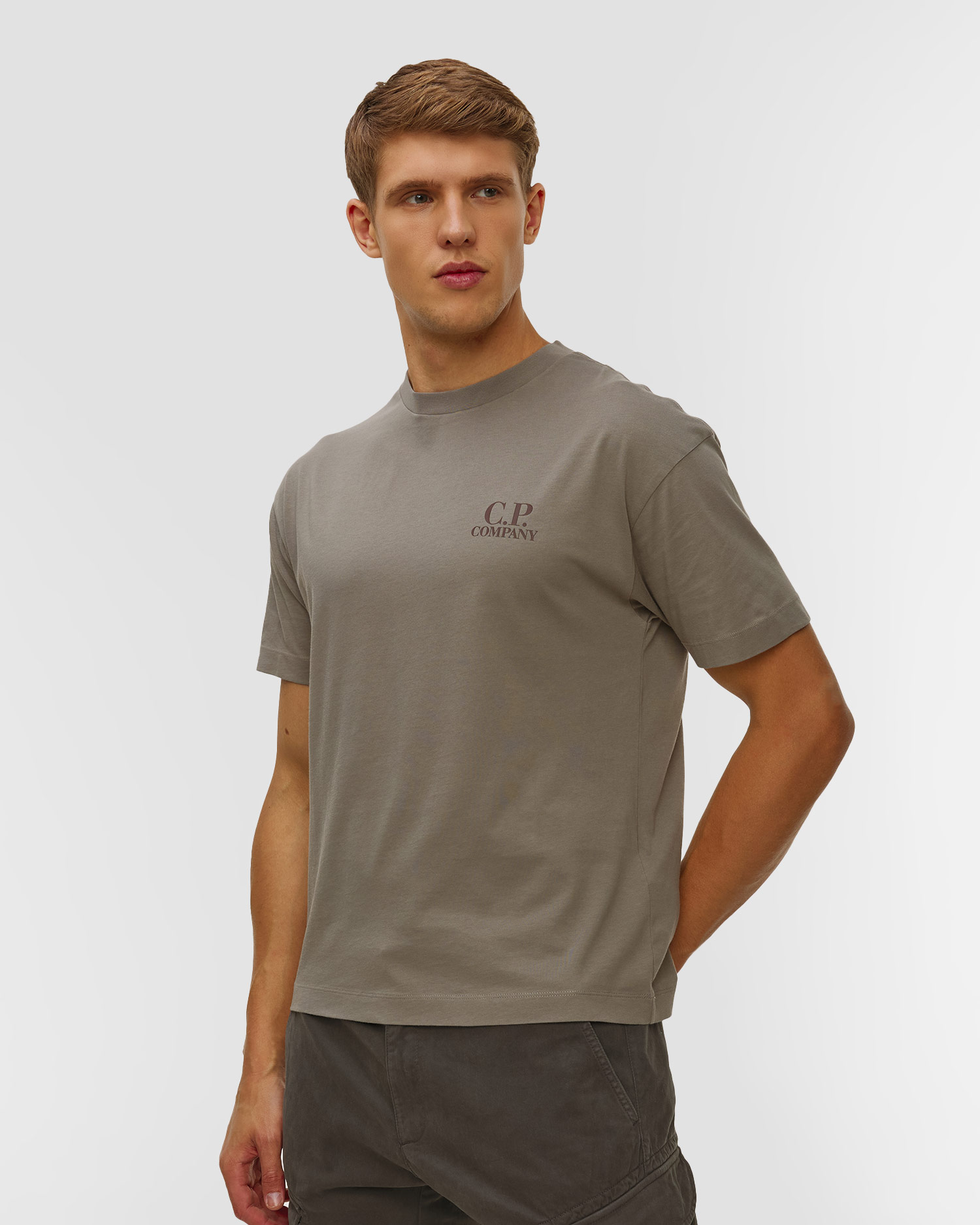 Tricou pentru bărbați C.P. Company 30/1 Jersey Short Sleeve Logo T-Shirt bej