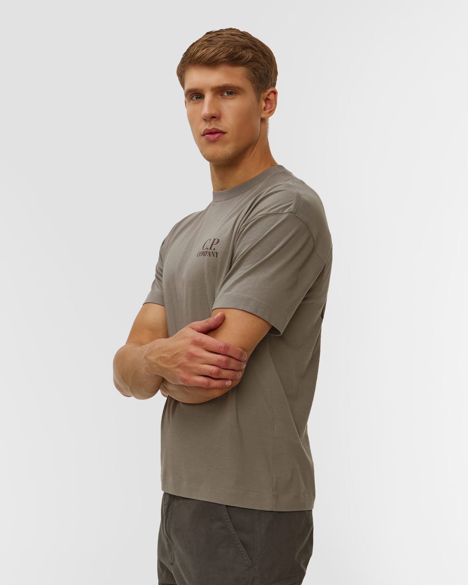 Tricou pentru bărbați C.P. Company 30/1 Jersey Short Sleeve Logo T-Shirt bej