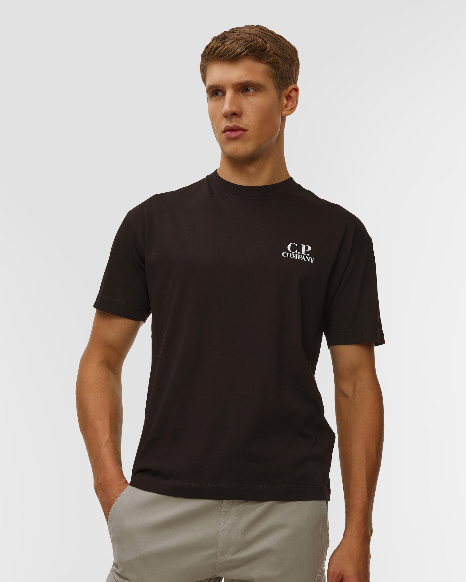 Pánske tričko C.P. Company 30/1 Jersey Short Sleeve Logo T-Shirt čierne