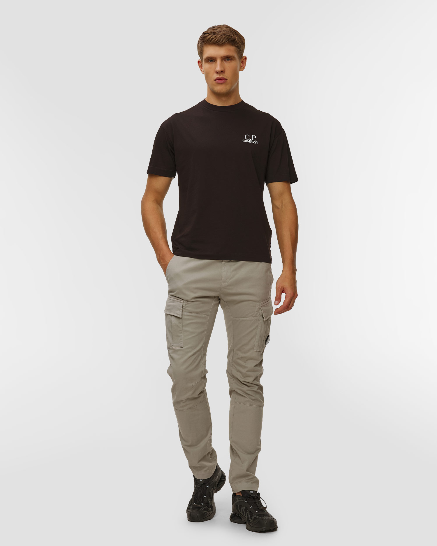 Pánske tričko C.P. Company 30/1 Jersey Short Sleeve Logo T-Shirt čierne
