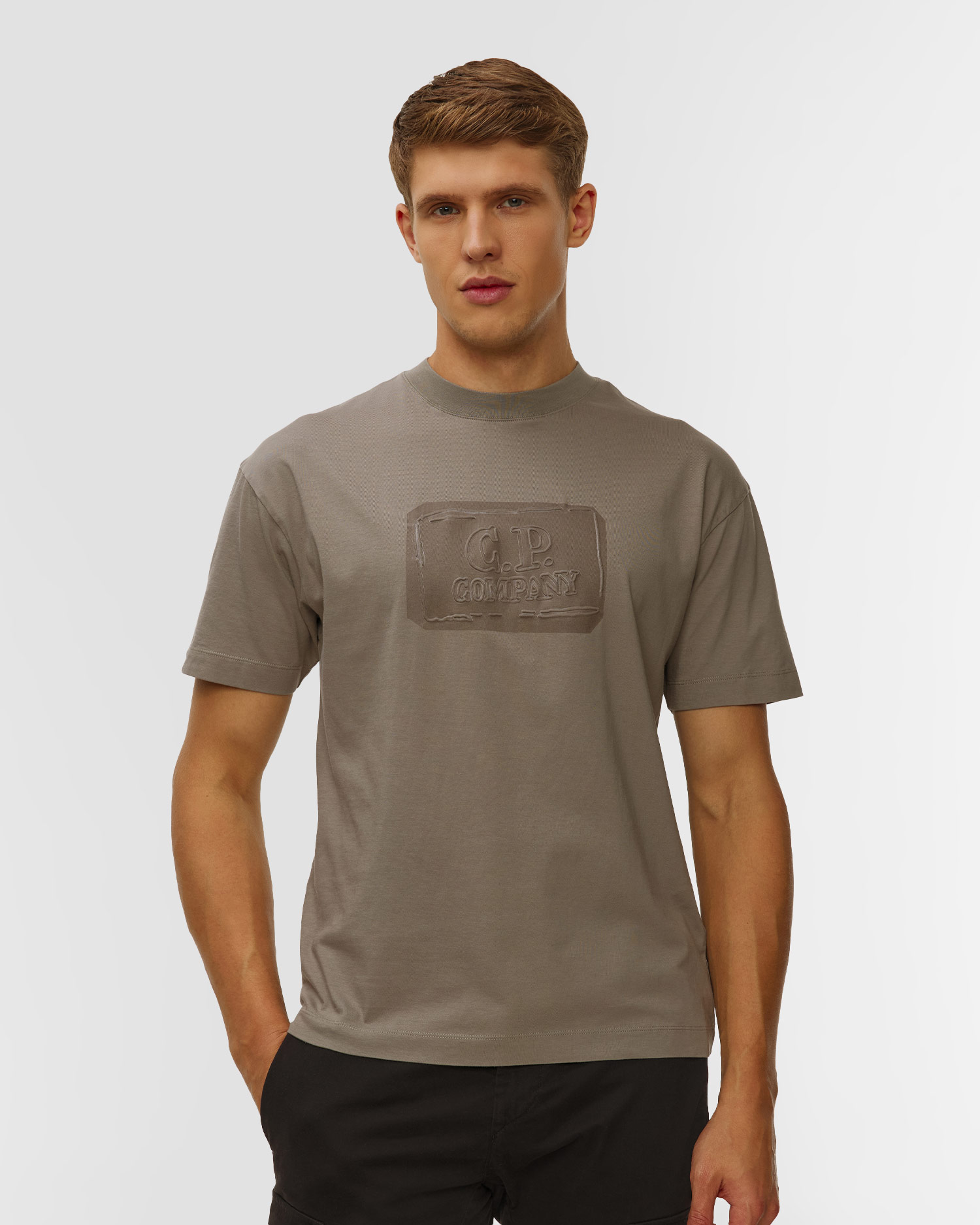 Pánske tričko C.P. Company 30/1 Jersey British Sailor Short Sleeve Logo T-Shirt béžové