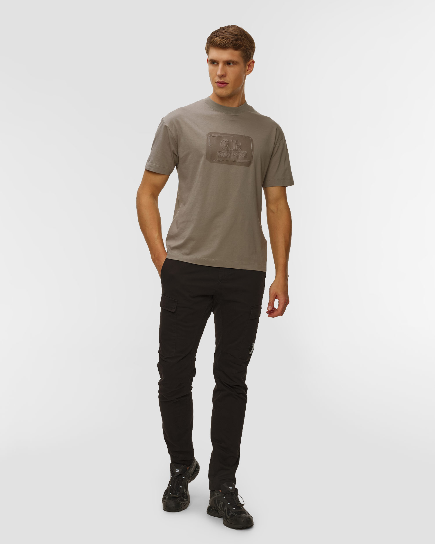 Pánske tričko C.P. Company 30/1 Jersey British Sailor Short Sleeve Logo T-Shirt béžové