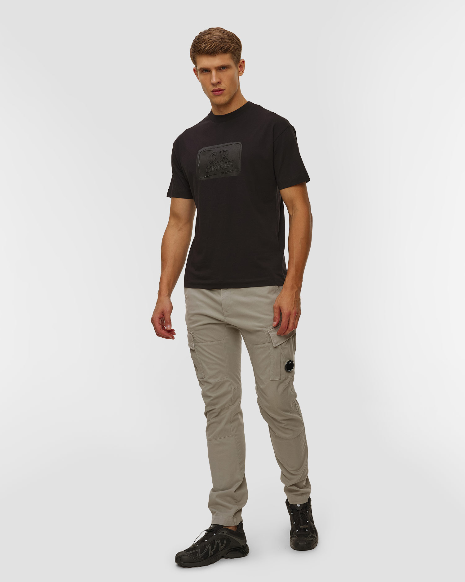 T-shirt męski C.P. Company 30/1 Jersey British Sailor Short Sleeve Logo T-Shirt czarny