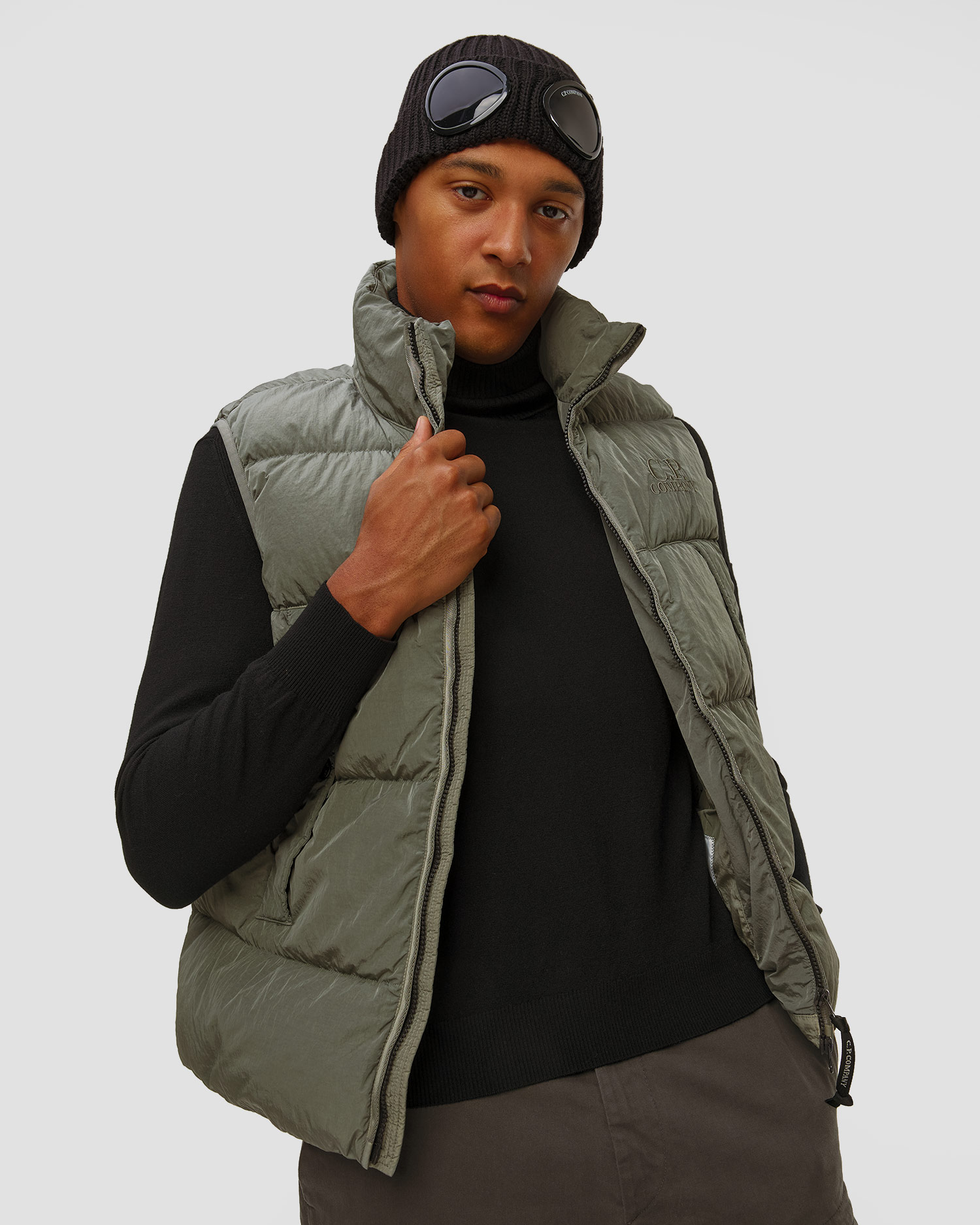 Gilet gris pour hommes C.P. Company Chrome-R Turtleneck Vest
