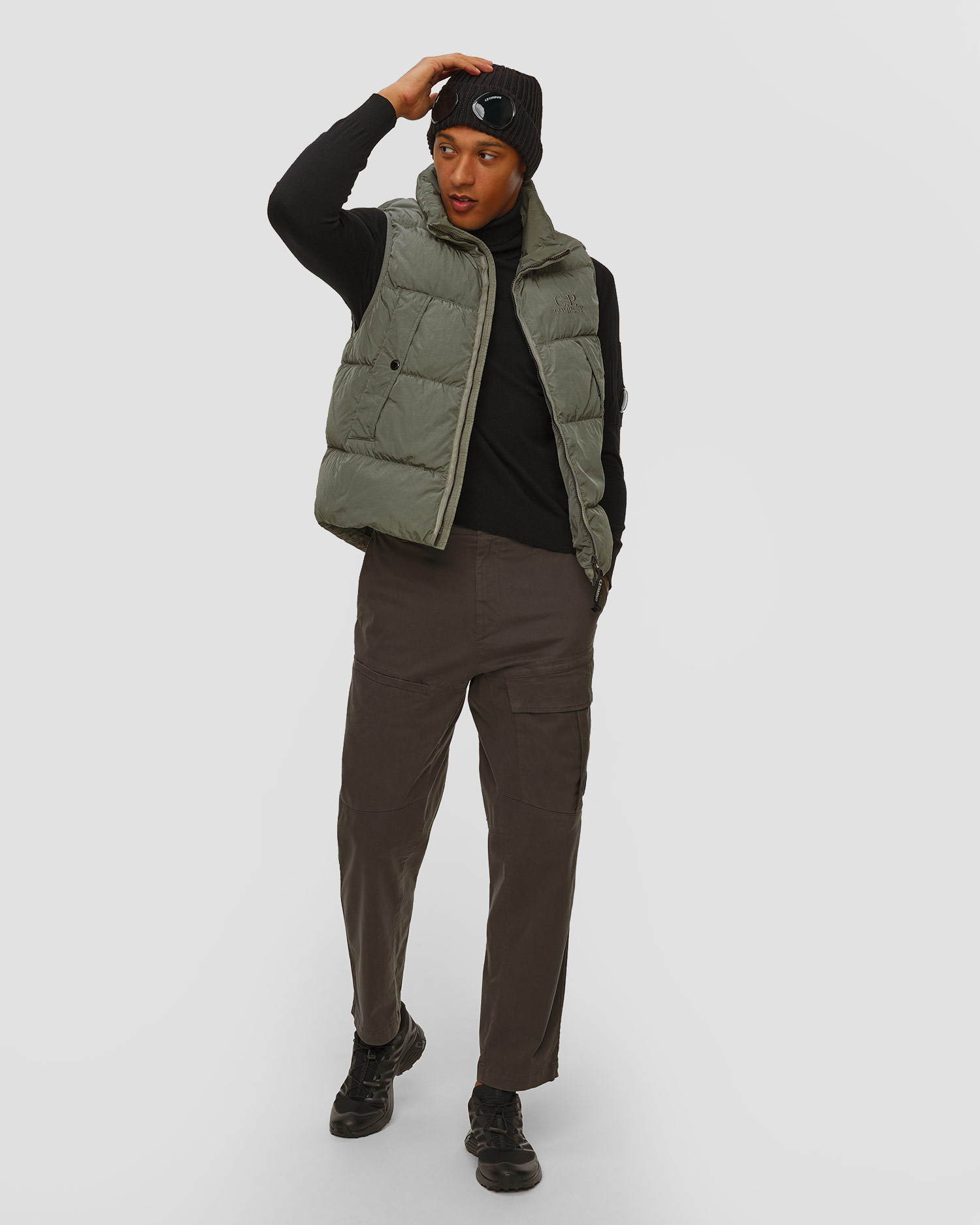 Gilet gris pour hommes C.P. Company Chrome-R Turtleneck Vest