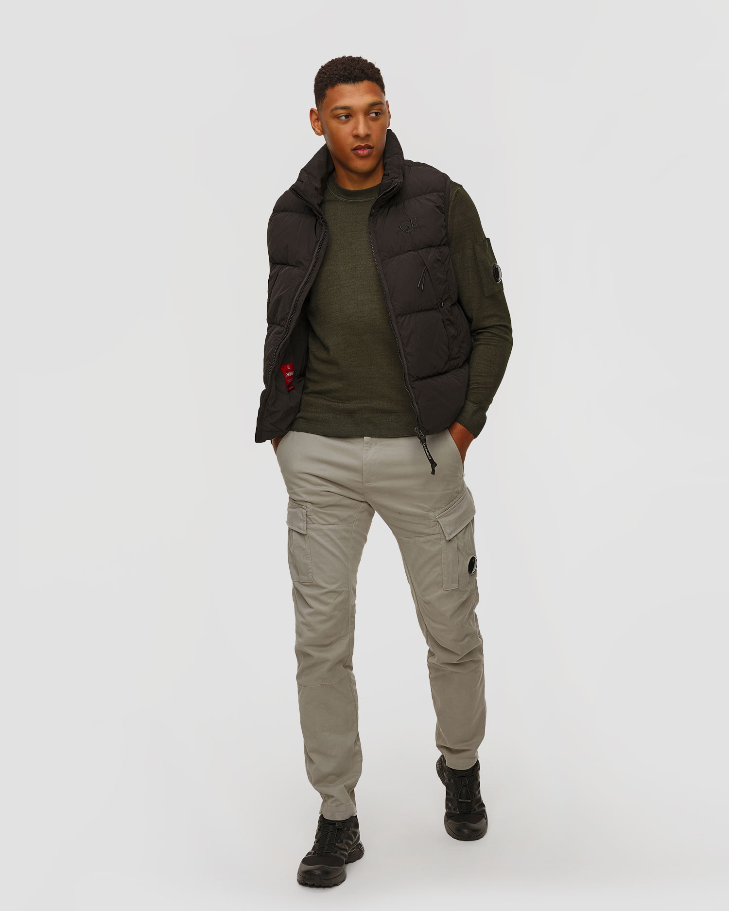 Gilet noir pour hommes C.P. Company Chrome-R Turtleneck Vest