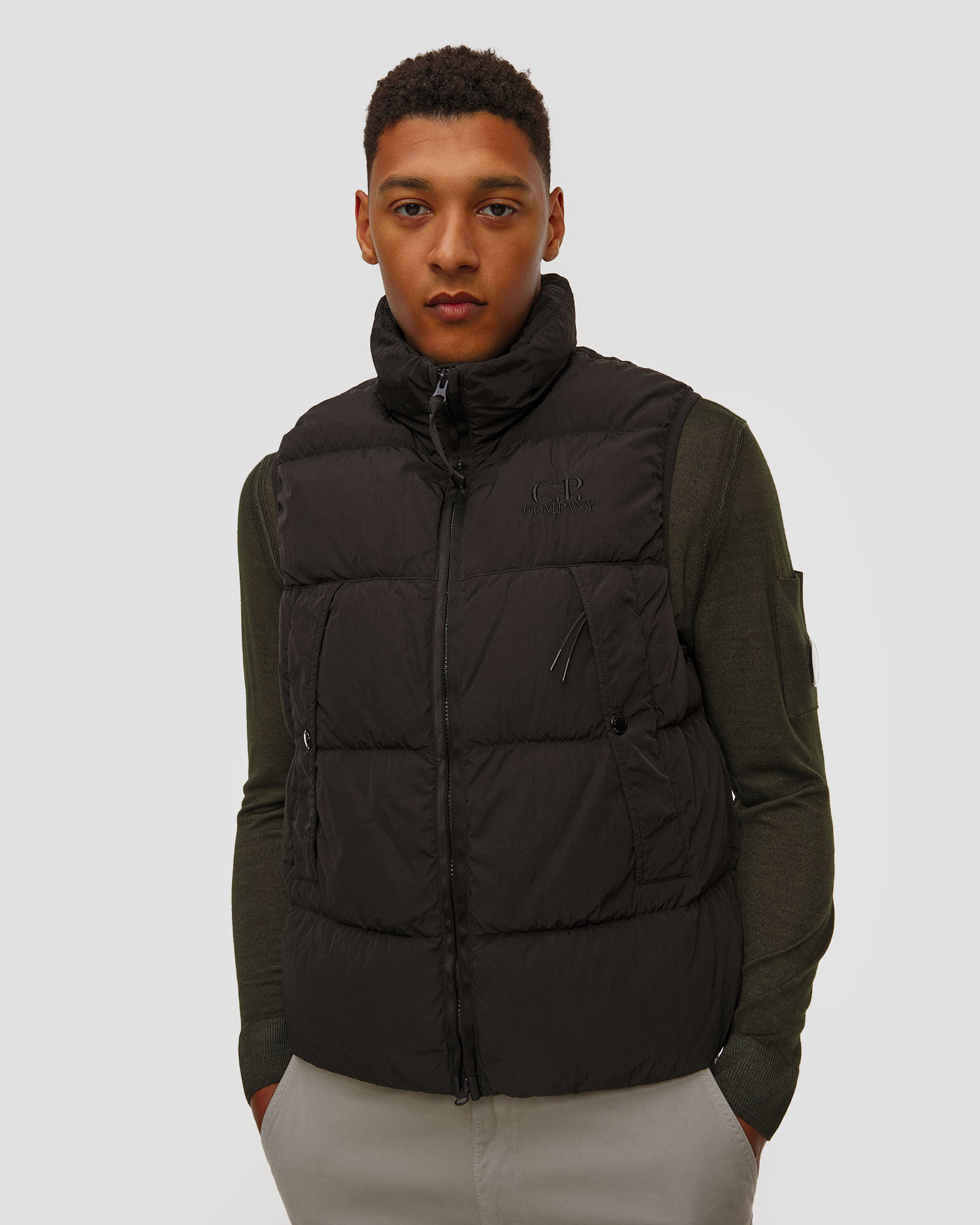 C.P. Company Chrome-R Turtleneck Vest Herrenweste in Schwarz