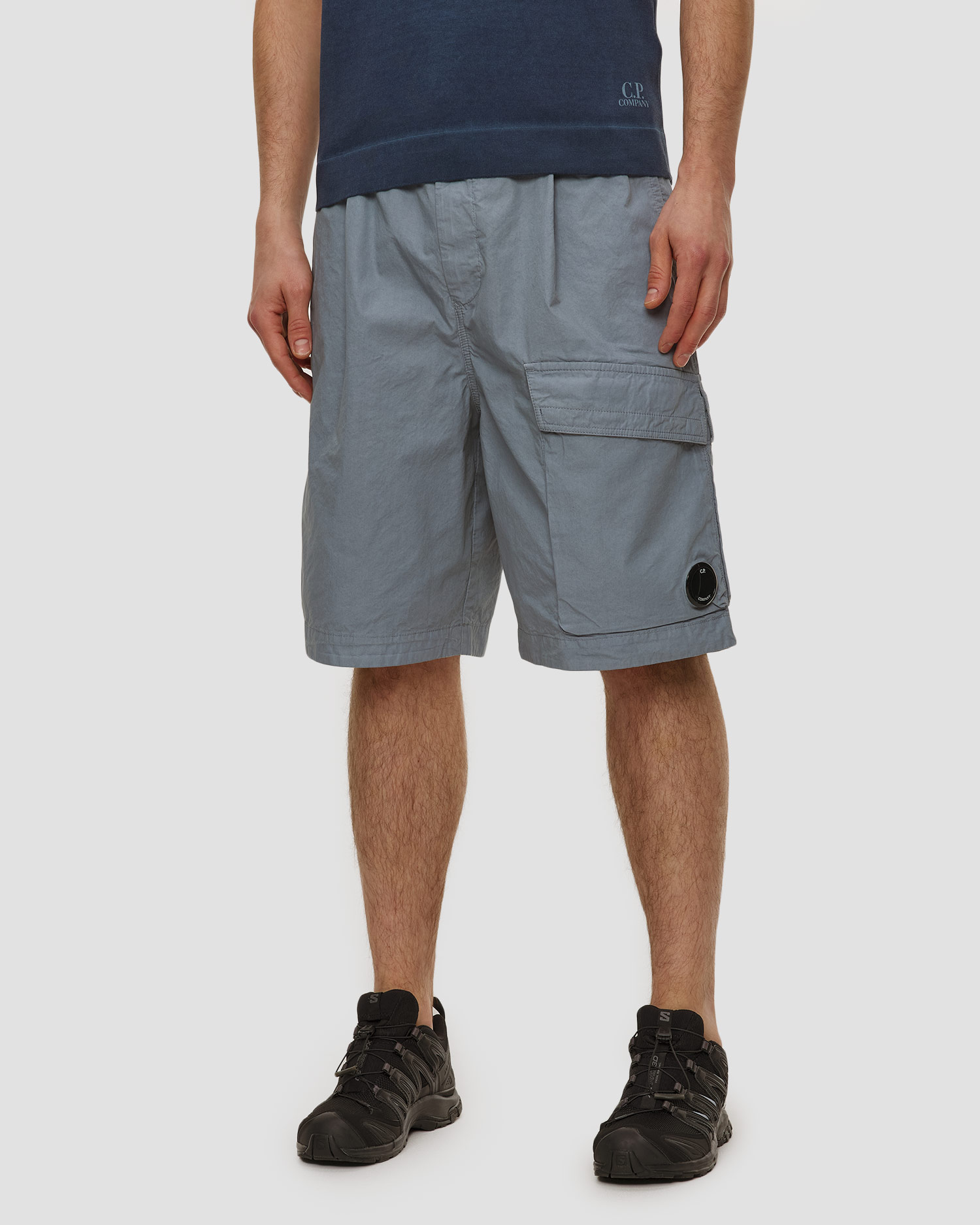 Pánské kraťasy C.P. Company Micro-Reps Boxy Lens Shorts, Barva/Vzor: Niebieski,Szary