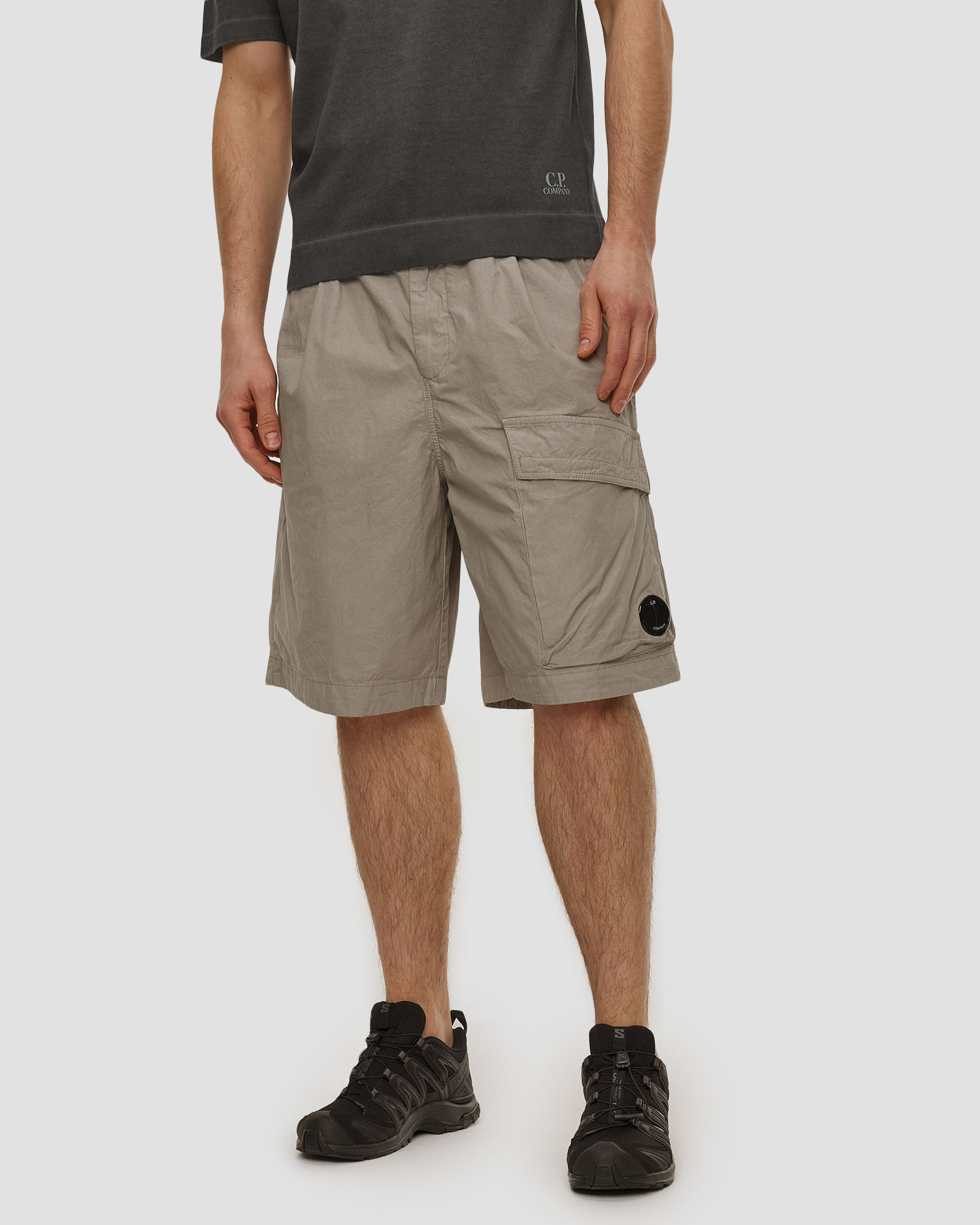 Pánské kraťasy C.P. Company Micro-Reps Boxy Lens Shorts, Barva/Vzor: Beżowy