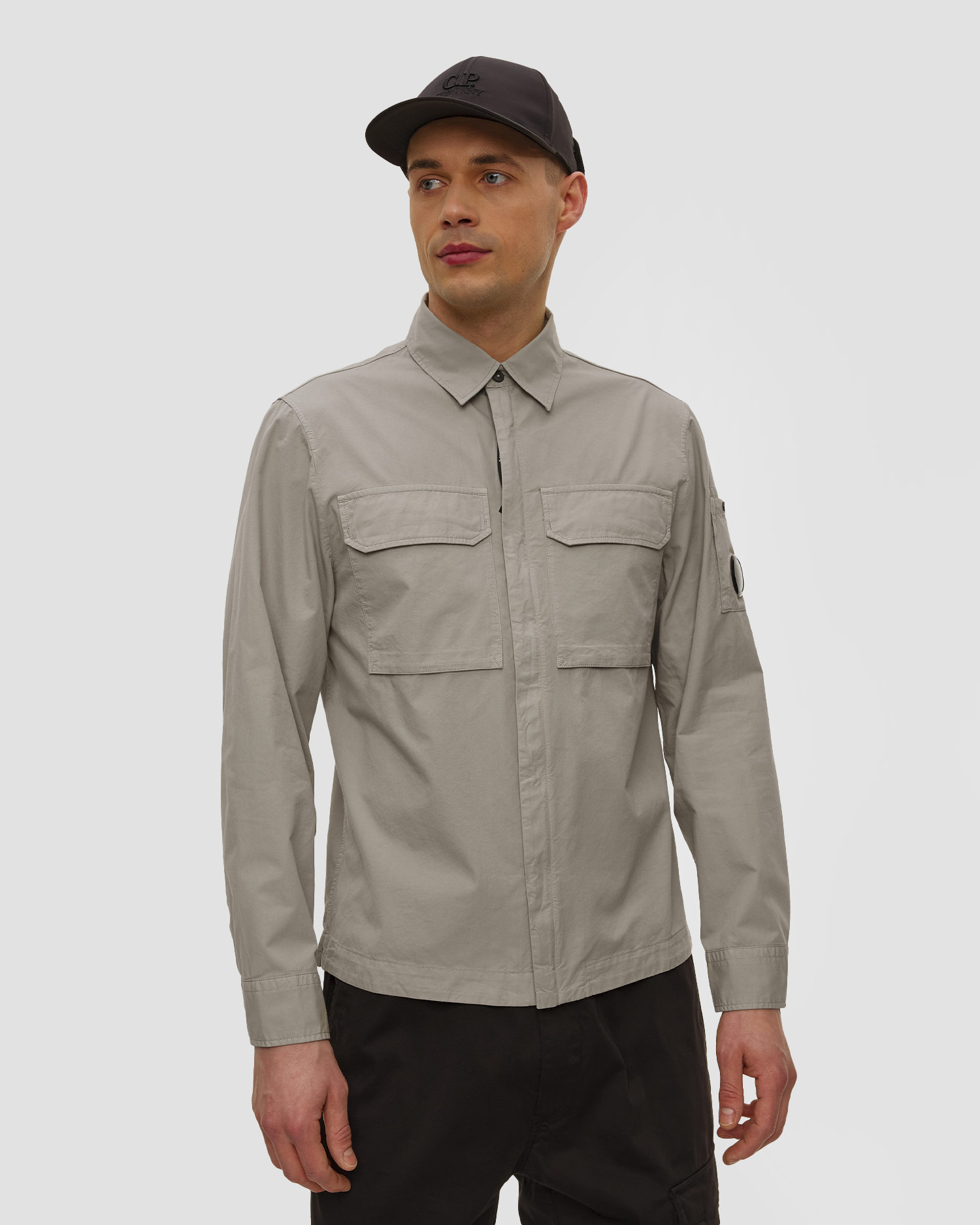 Pánská košile C.P. Company Organic Gabardine Zipped Lens Overshirt