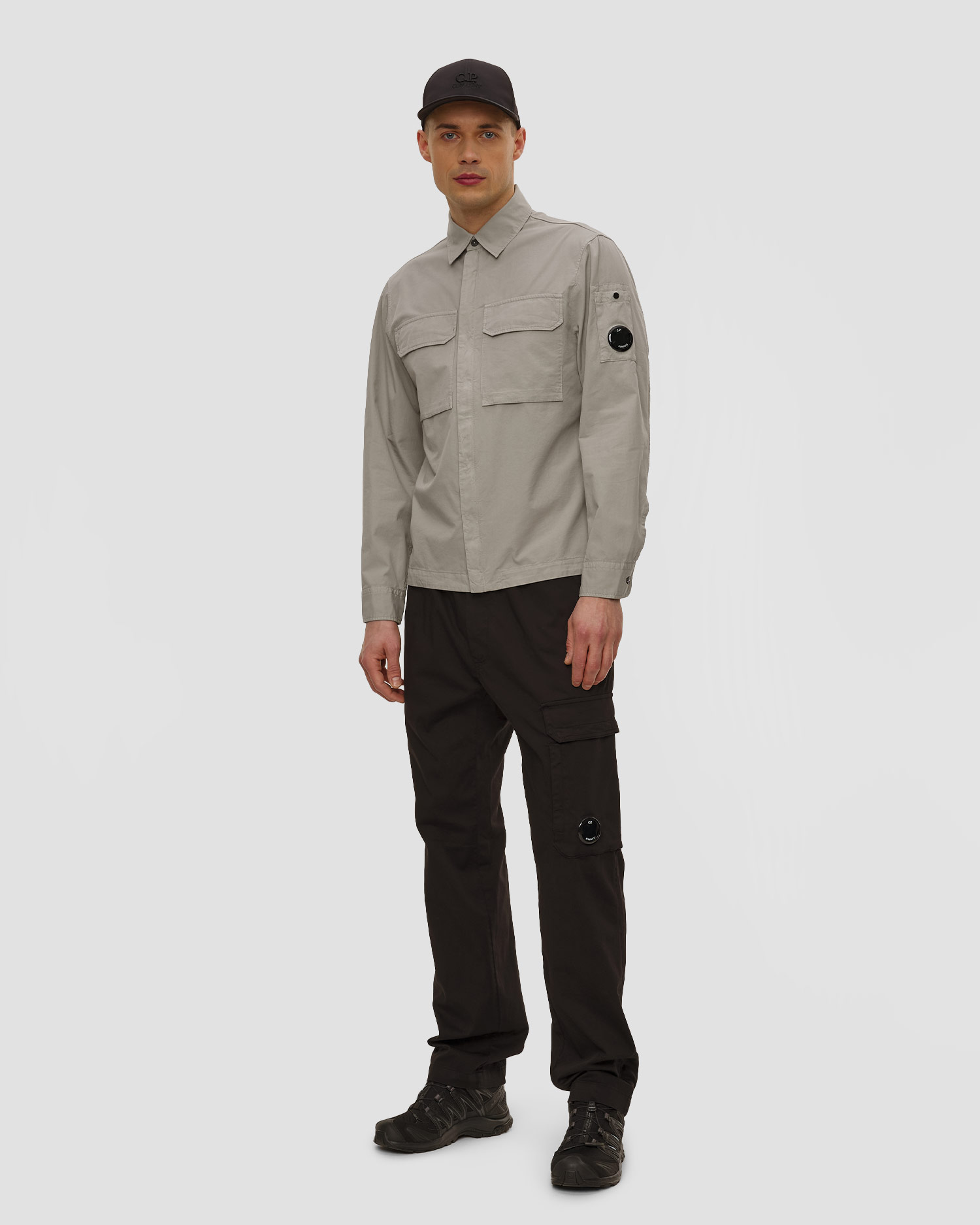 Pánská košile C.P. Company Organic Gabardine Zipped Lens Overshirt