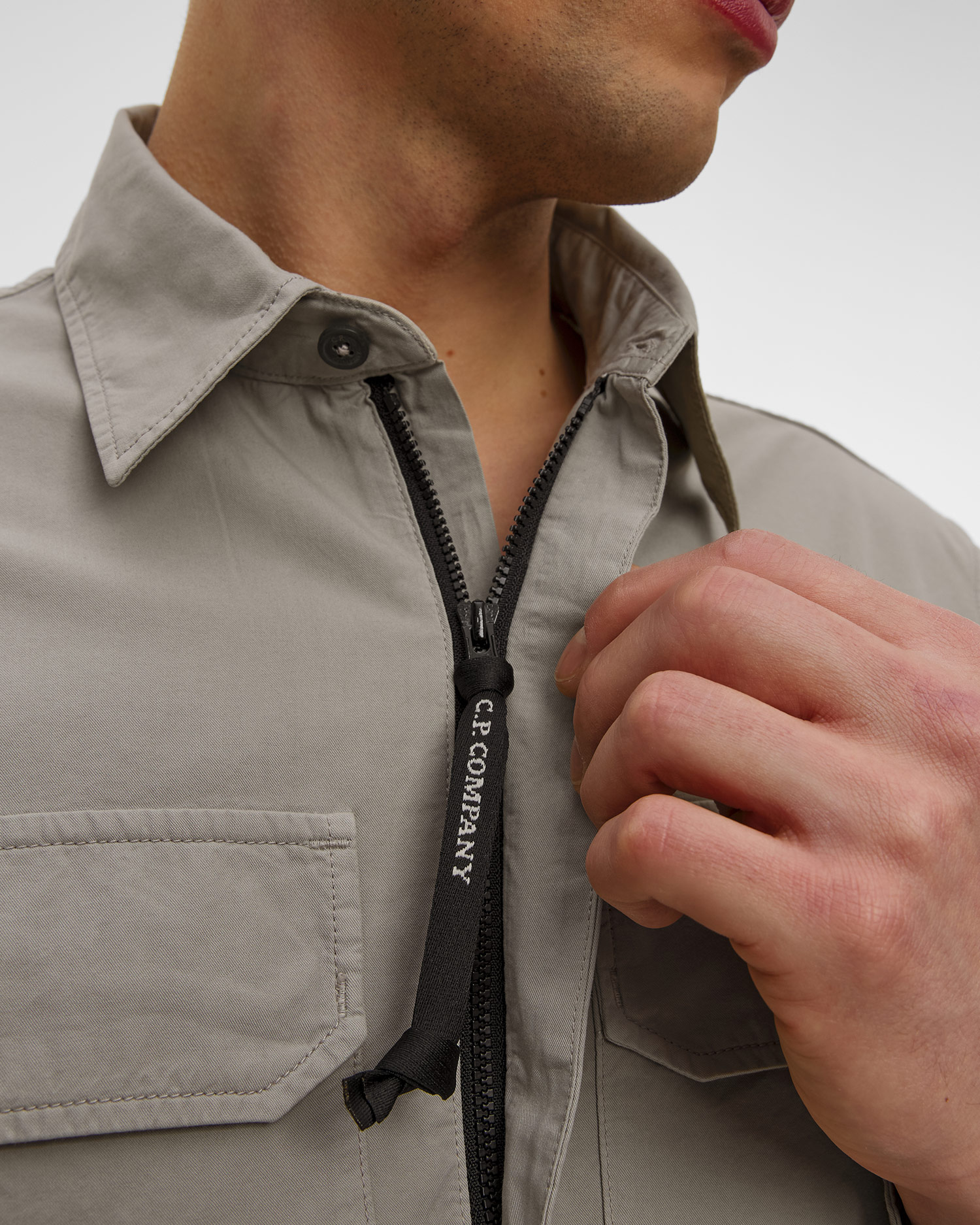 Pánská košile C.P. Company Organic Gabardine Zipped Lens Overshirt