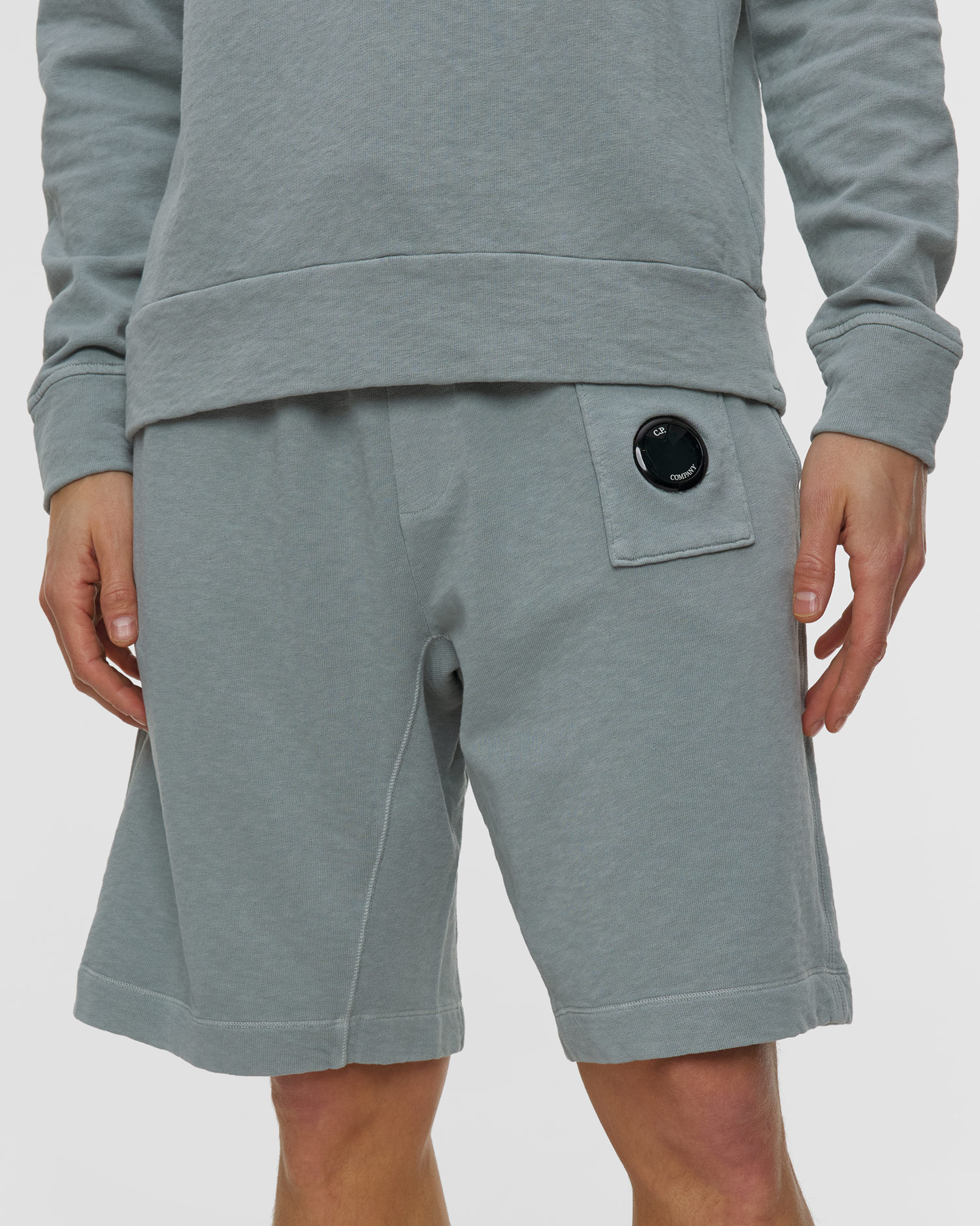 Szorty męskie C.P. Company Malfilè Fleece Lens Sweatshorts niebieskie