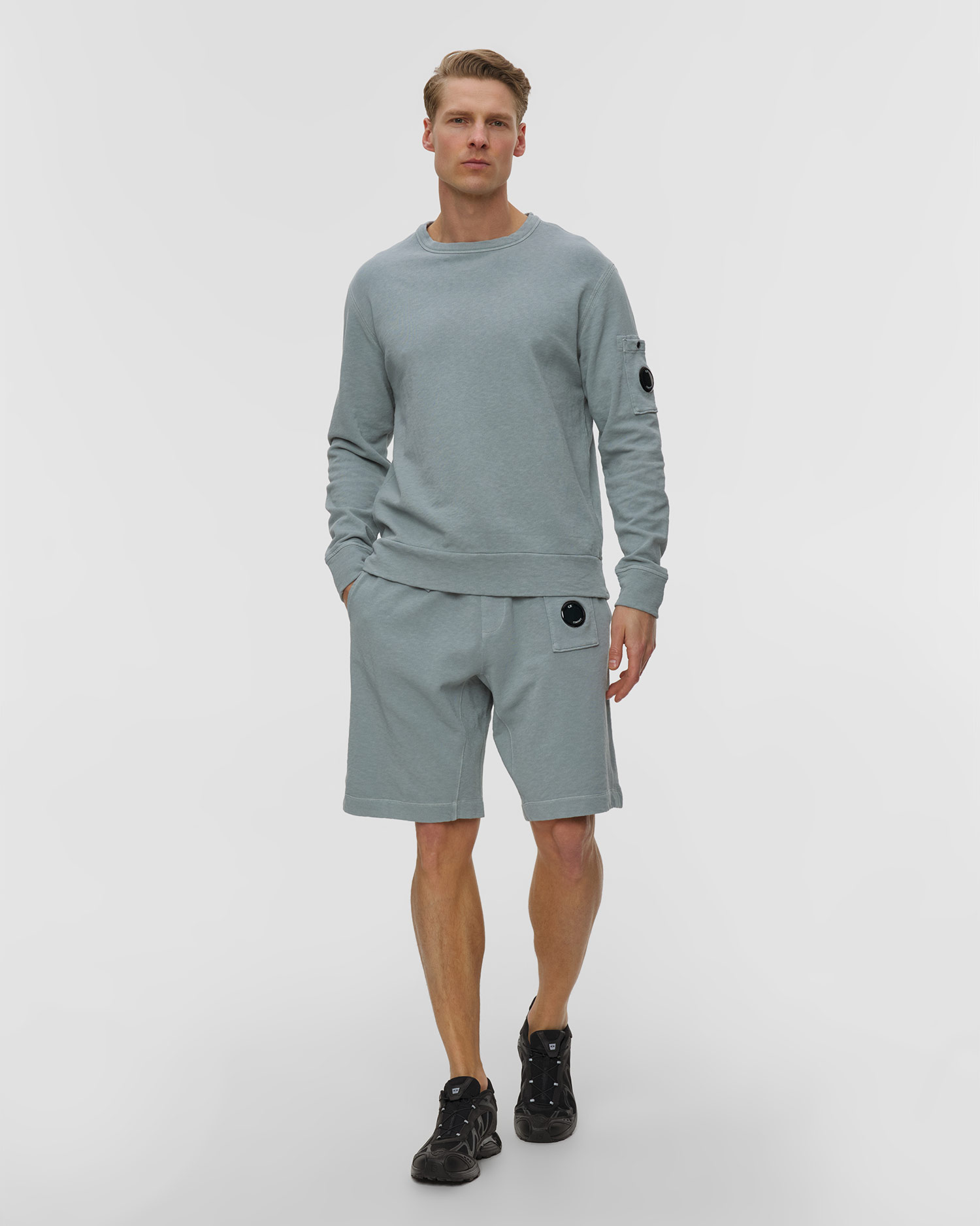 Szorty męskie C.P. Company Malfilè Fleece Lens Sweatshorts niebieskie
