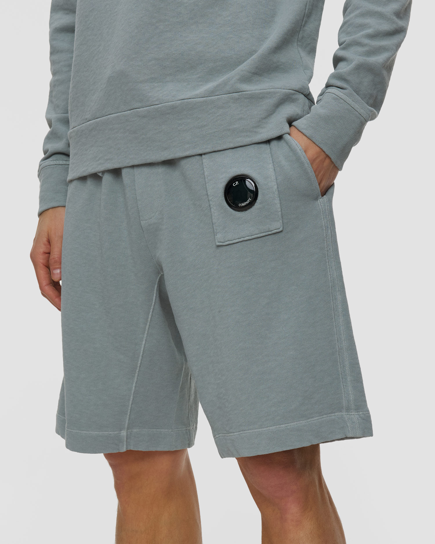 Szorty męskie C.P. Company Malfilè Fleece Lens Sweatshorts niebieskie