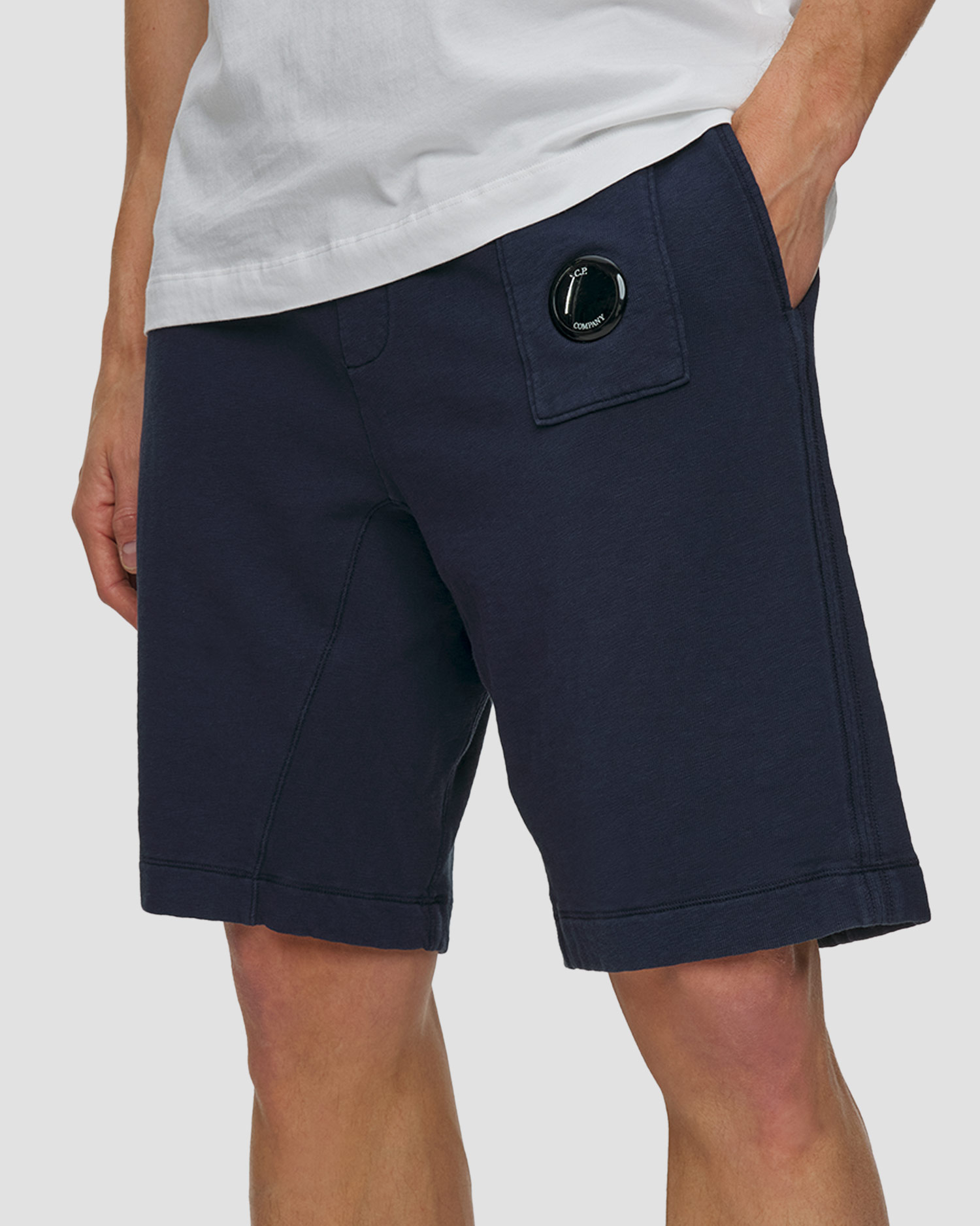 Szorty męskie C.P. Company Malfilè Fleece Lens Sweatshorts granatowe, Kolor/Wzór: Granatowy