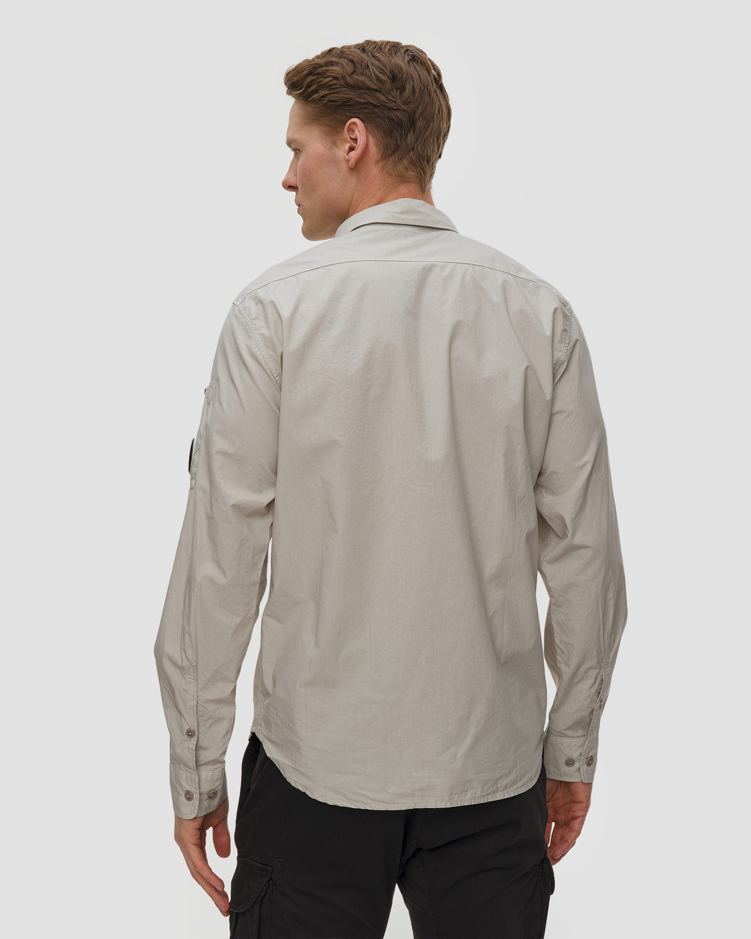 Koszula męska C.P. Company Popeline Long Sleeve Lens Button Shirt beżowa