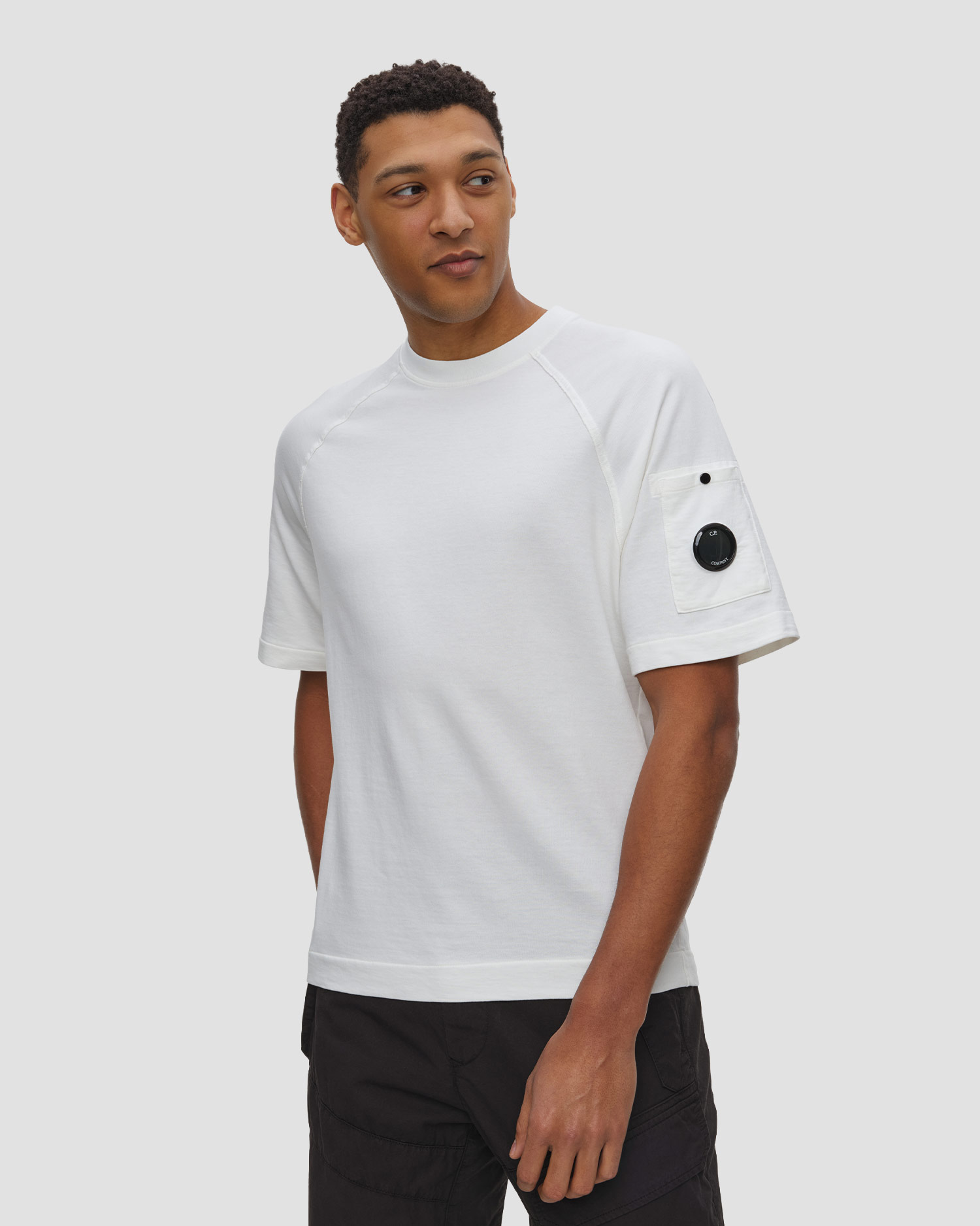 Bílá pánská mikina s krátkými rukávy C.P. Company, Barva/Vzor: Biały