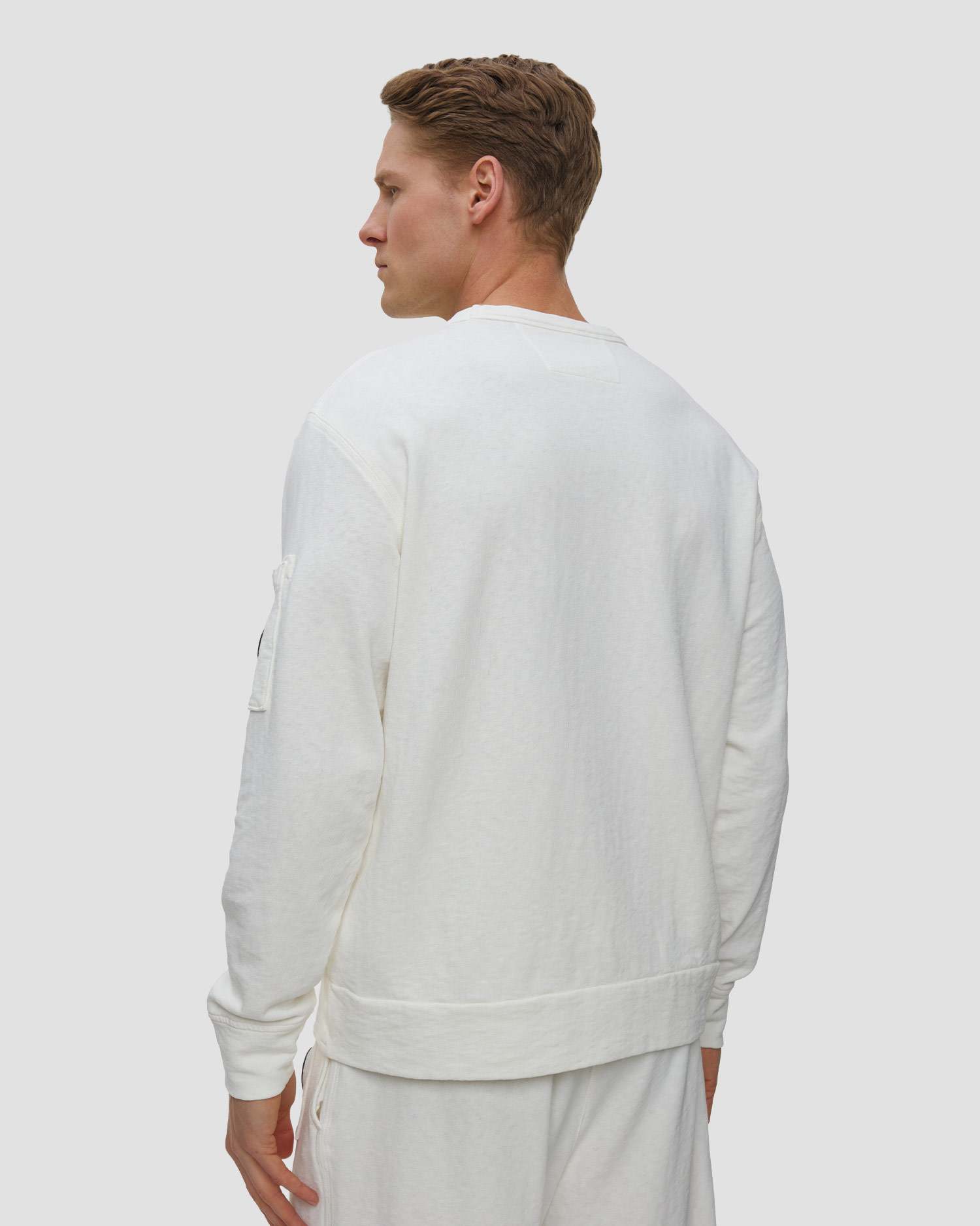 Bluza męska C.P. Company Malfilè Fleece Lens Crewneck Sweatshirt biała