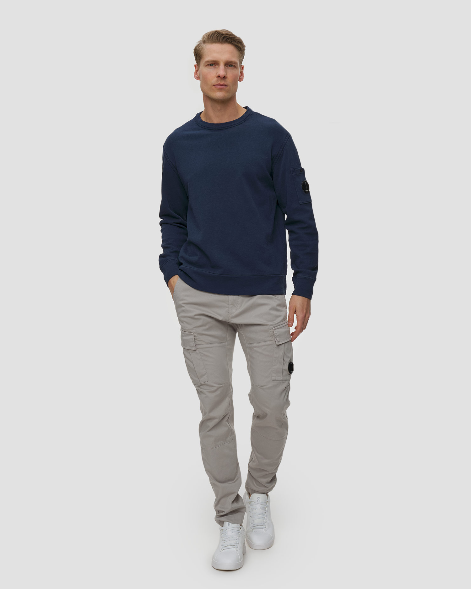 Bluza męska C.P. Company Malfilè Fleece Lens Crewneck Sweatshirt granatowa