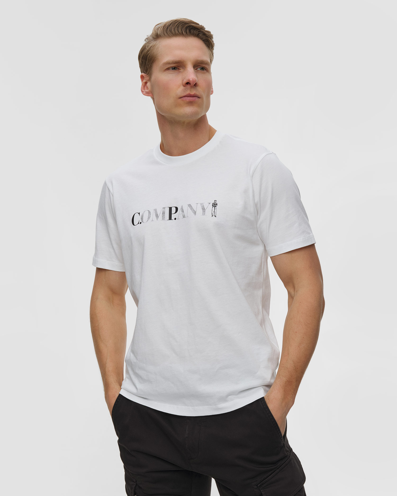 T-shirt męski C.P. Company 30/1 Jersey Short Sleeve Chest Logo biały, Kolor/Wzór: Biały
