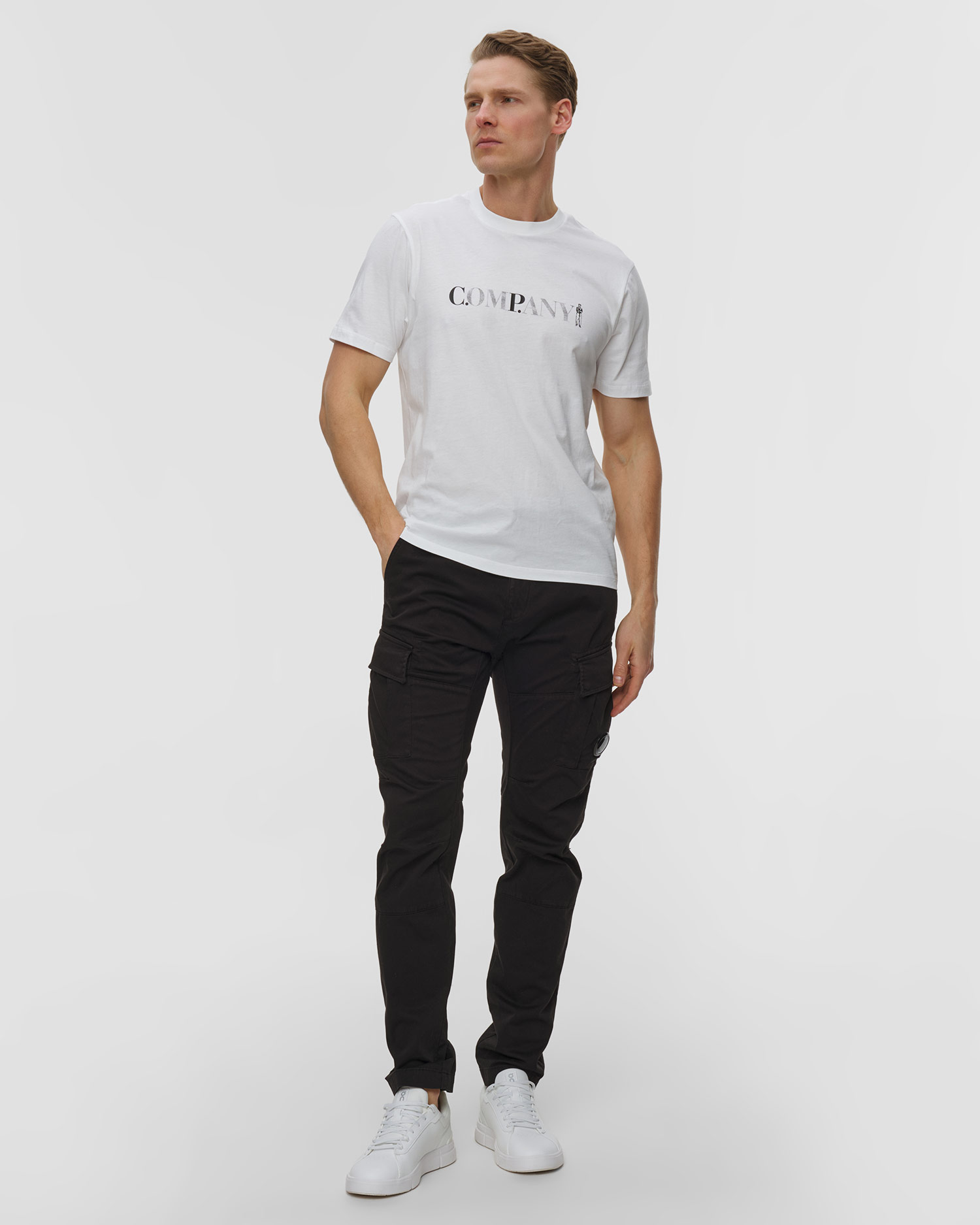 T-shirt męski C.P. Company 30/1 Jersey Short Sleeve Chest Logo biały