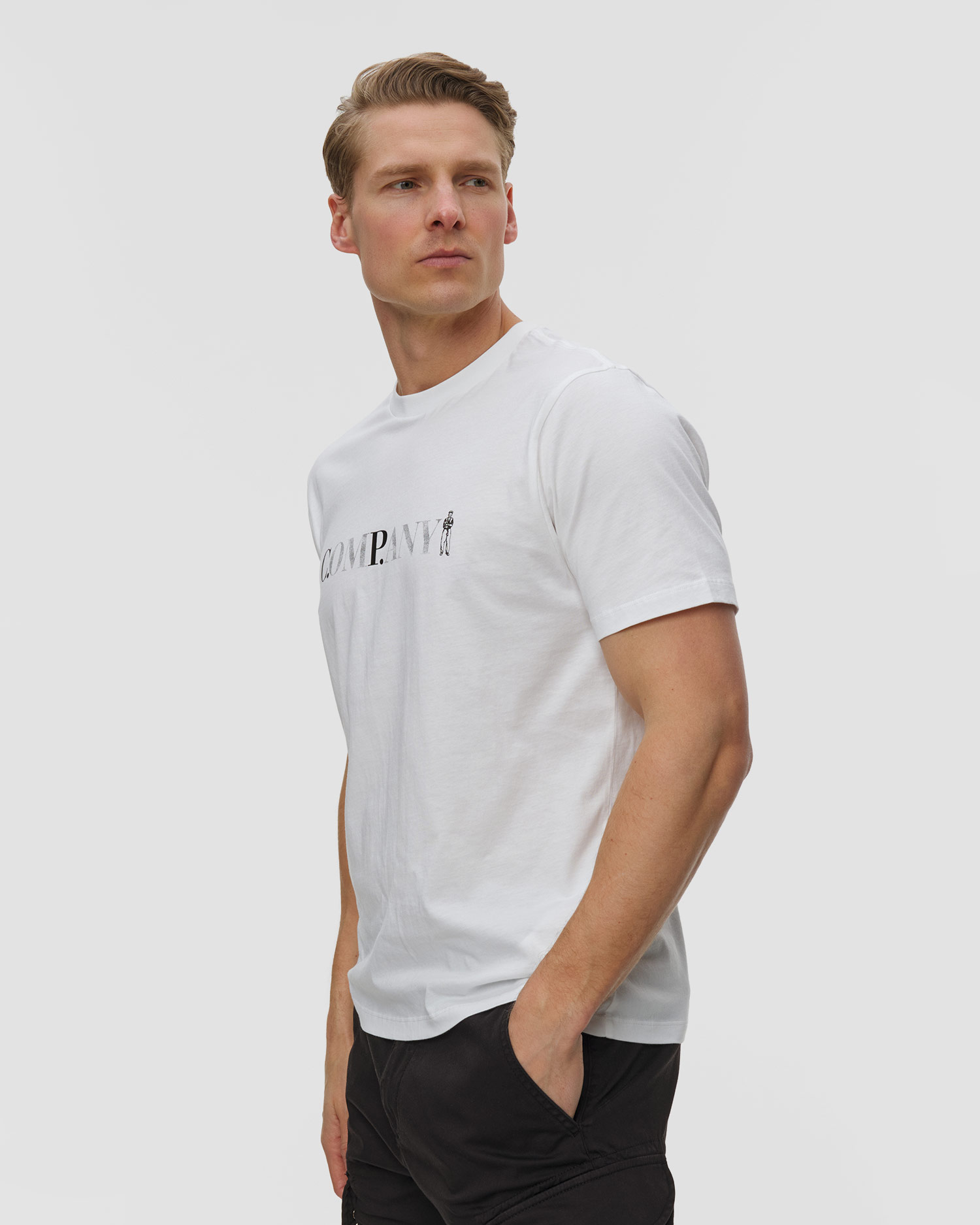 T-shirt męski C.P. Company 30/1 Jersey Short Sleeve Chest Logo biały
