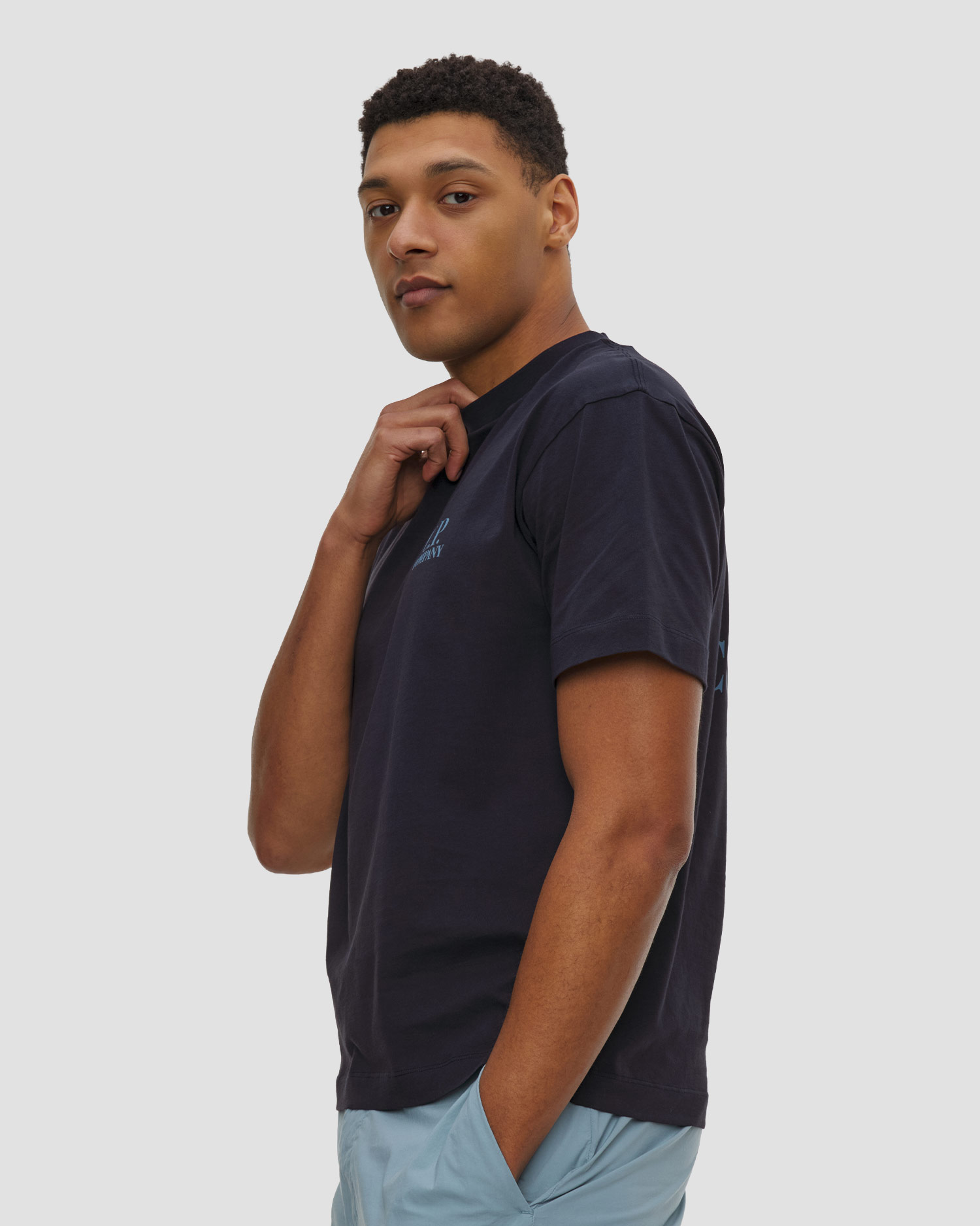 Pánské tmavě modré tričko C.P. Company 30/1 Jersey Short Sleeve Printed Graphics T-Shirt