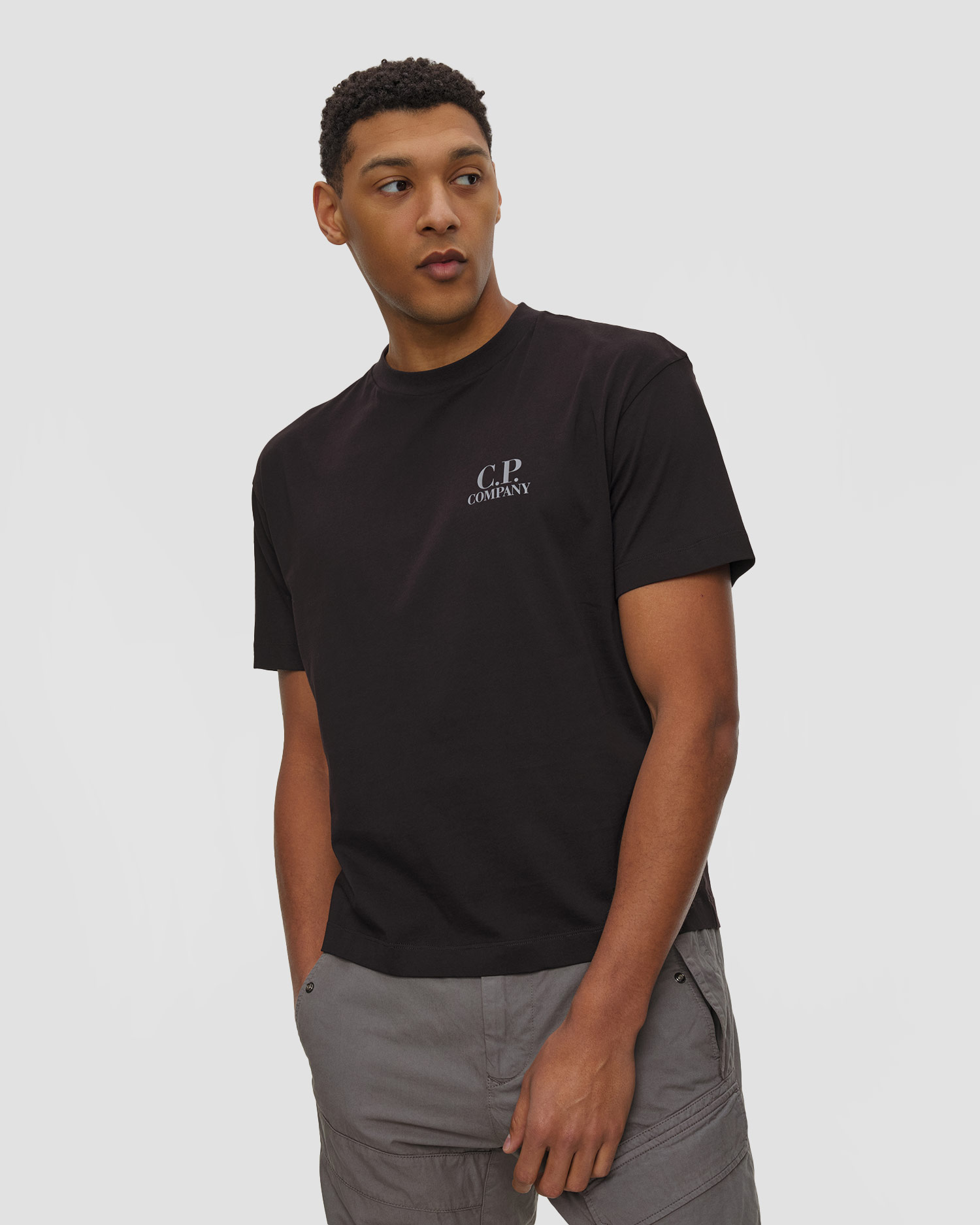 Černé pánské tričko C.P. Company 30/1 Jersey Short Sleeve Printed Graphics T-Shirt