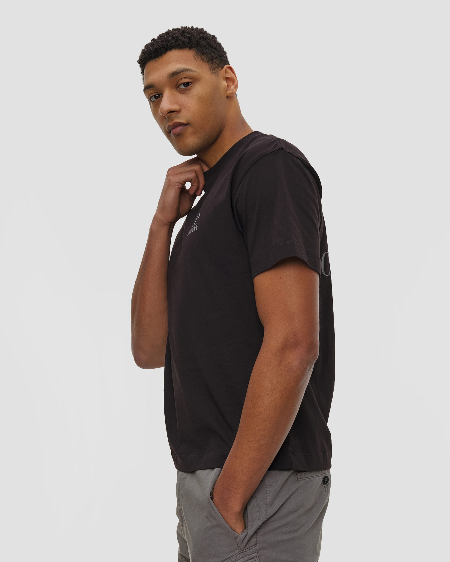 Černé pánské tričko C.P. Company 30/1 Jersey Short Sleeve Printed Graphics T-Shirt