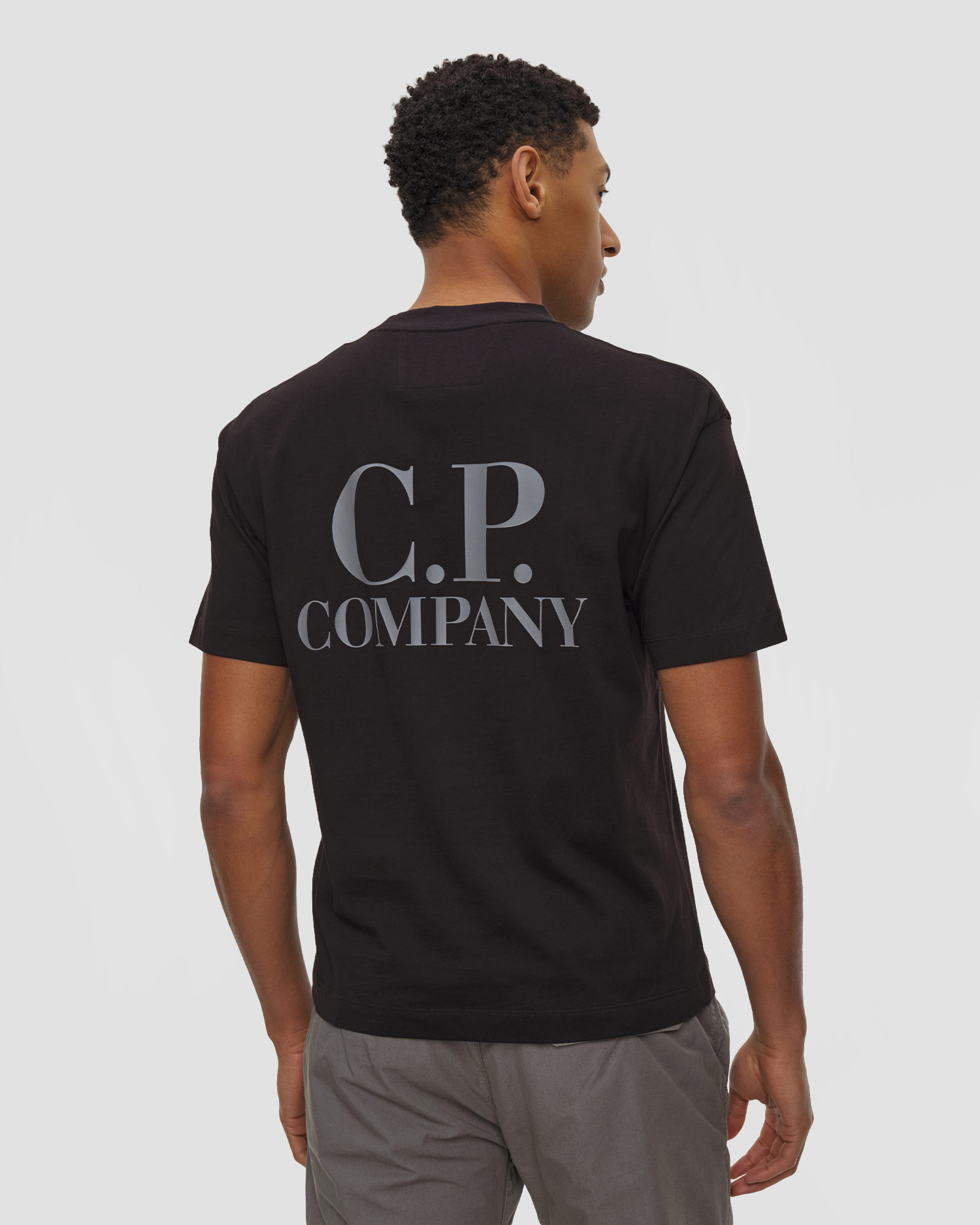 Černé pánské tričko C.P. Company 30/1 Jersey Short Sleeve Printed Graphics T-Shirt