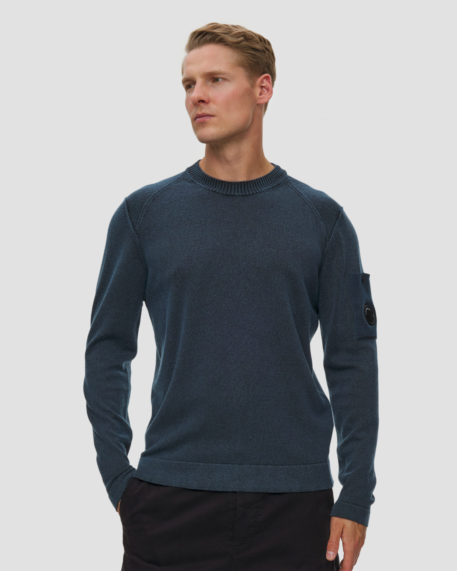 Pulover din lână  pentru bărbați C.P. Company Double Colour Wool Crewneck, Culoare/Model: Granatowy