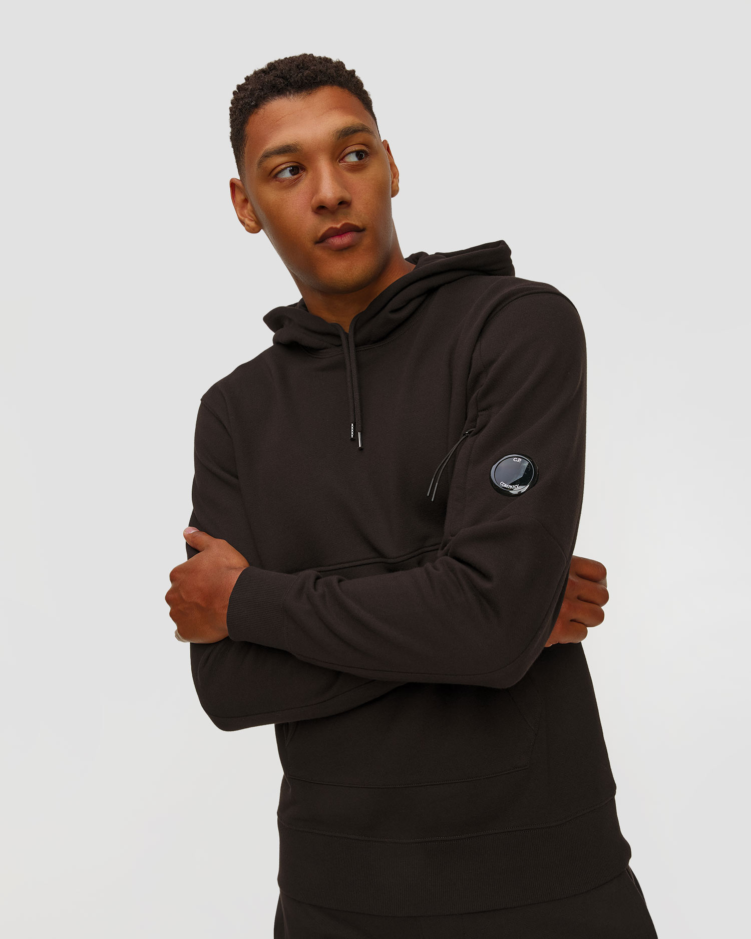 C.P. Company Diagonal Raised Fleece Lens Herren-Sweatshirt in Schwarz