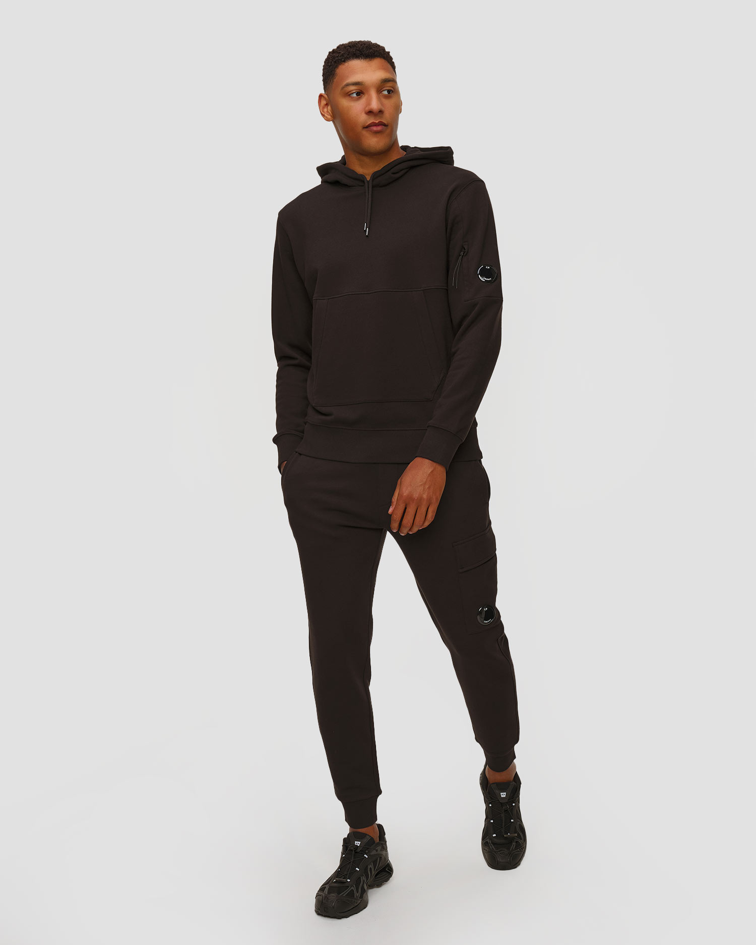 C.P. Company Diagonal Raised Fleece Lens Herren-Sweatshirt in Schwarz