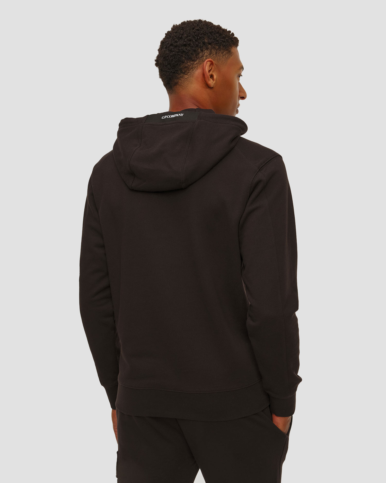 C.P. Company Diagonal Raised Fleece Lens Herren-Sweatshirt in Schwarz