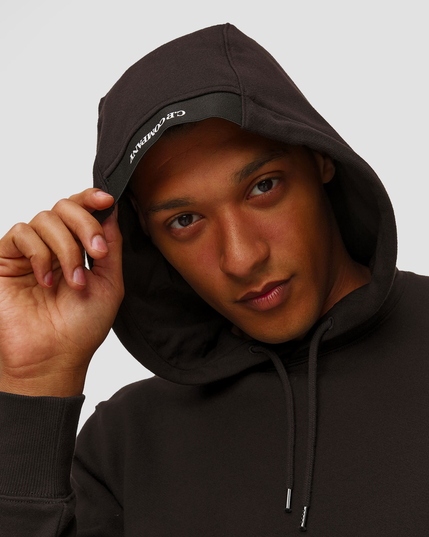 C.P. Company Diagonal Raised Fleece Lens Herren-Sweatshirt in Schwarz