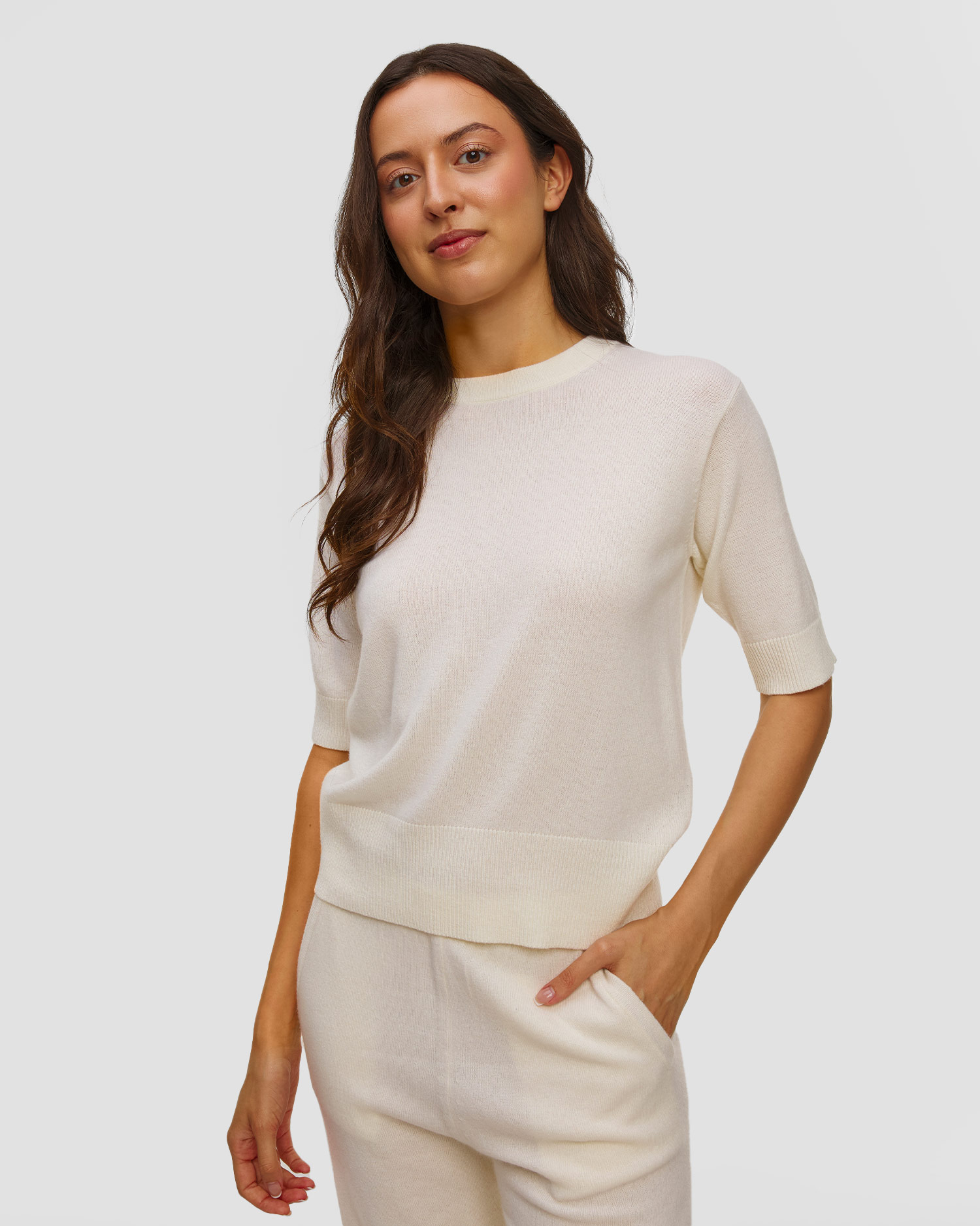 Dámsky biely kašmírový sveter Allude