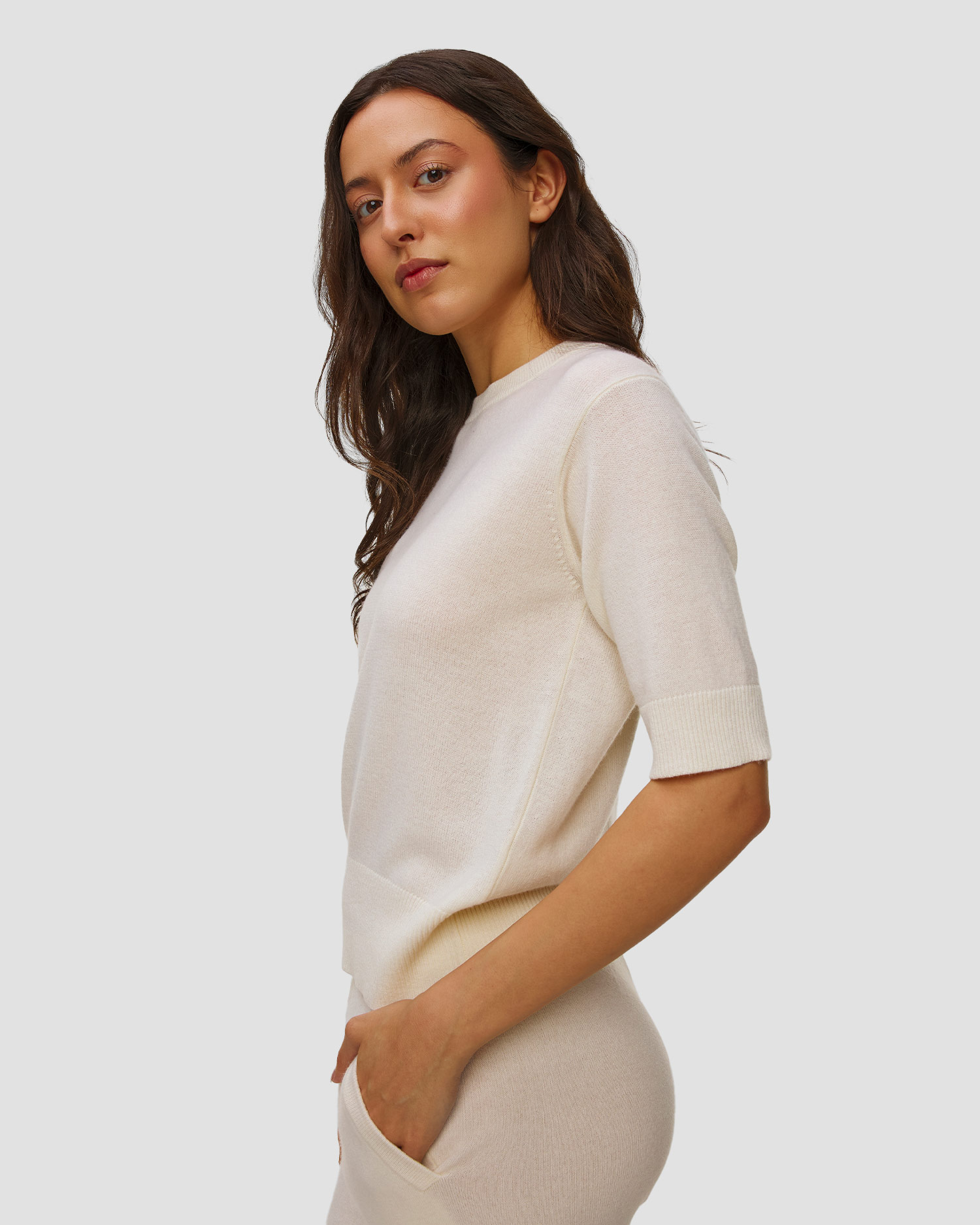 Dámsky biely kašmírový sveter Allude