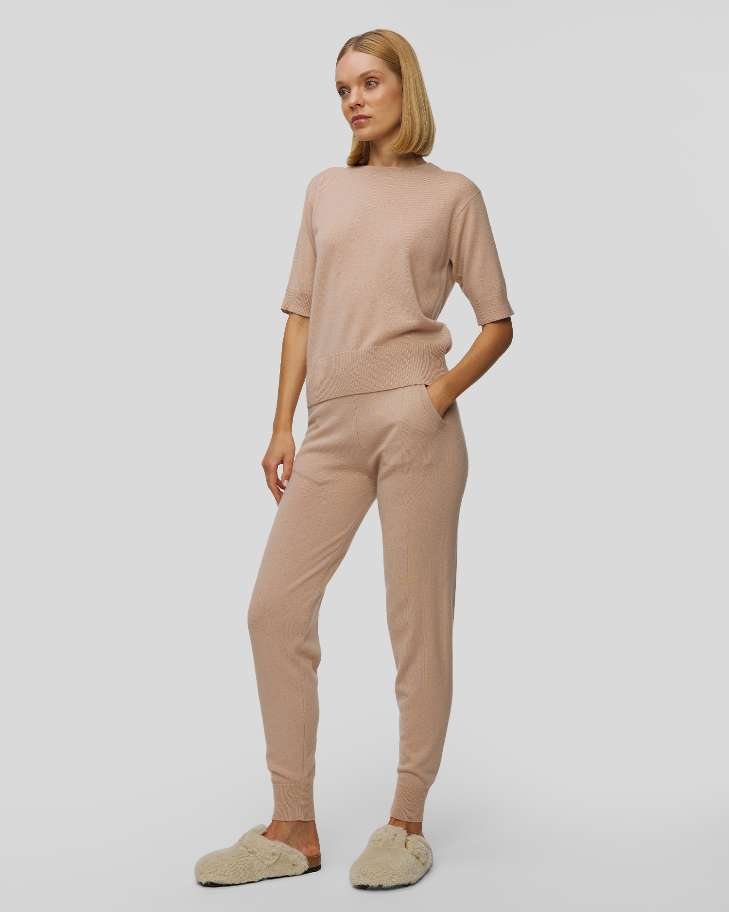 Pulover din cașmir bej pentru femei Allude