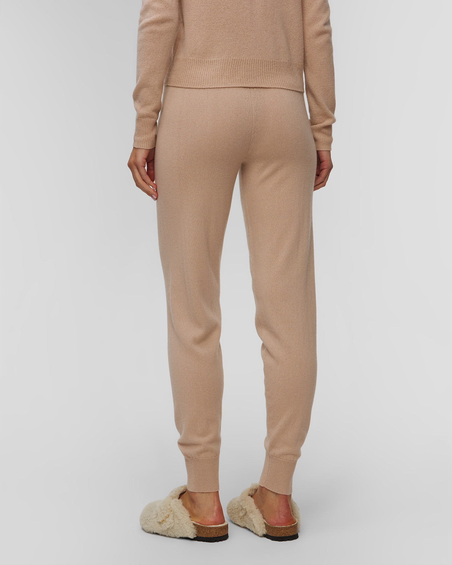 Pantaloni bej din cașmir pentru femei Allude