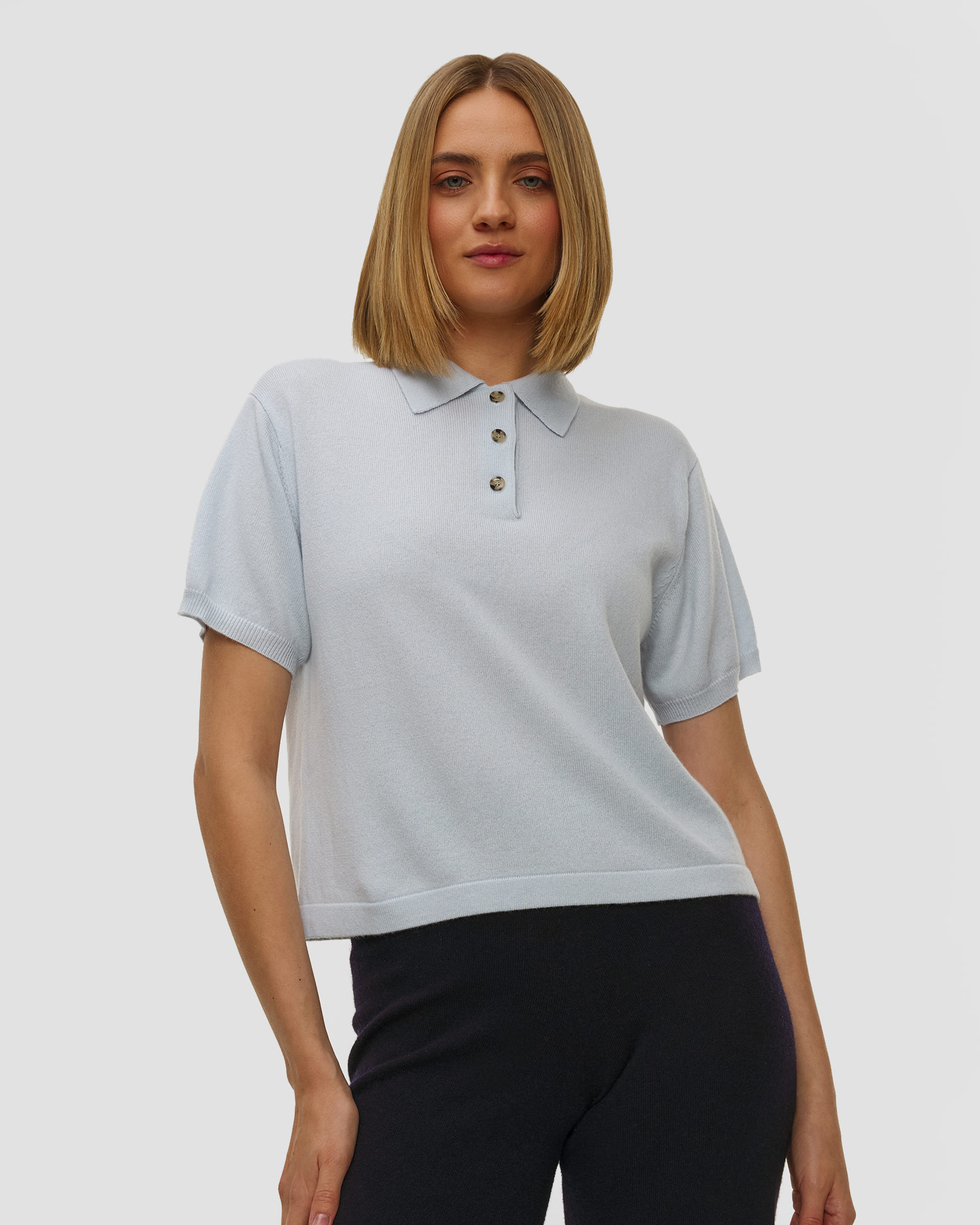 Niebieski sweter kaszmirowy z krótkim rękawem damski Allude, Kolor/Wzór: Niebieski