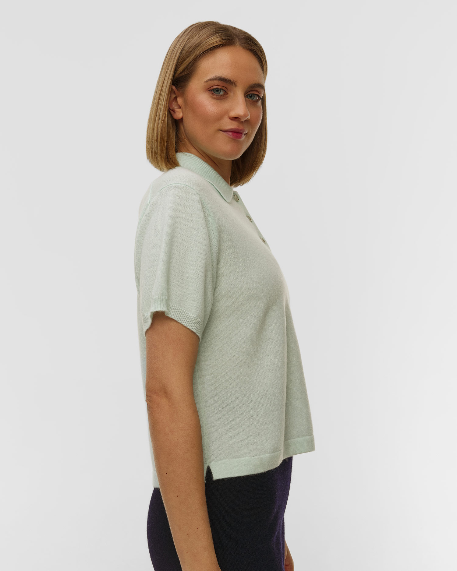 Zielony sweter kaszmirowy z krótkim rękawem damski Allude