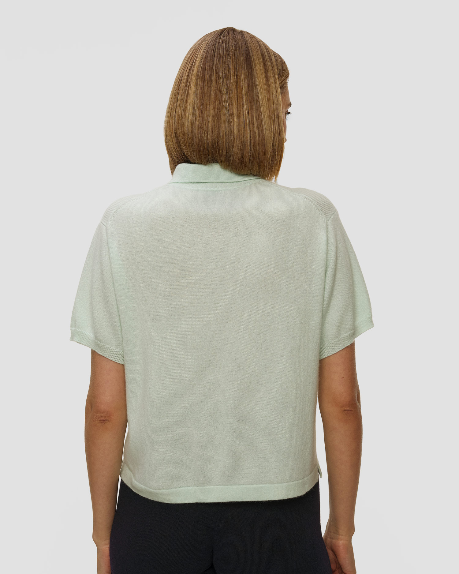 Zielony sweter kaszmirowy z krótkim rękawem damski Allude