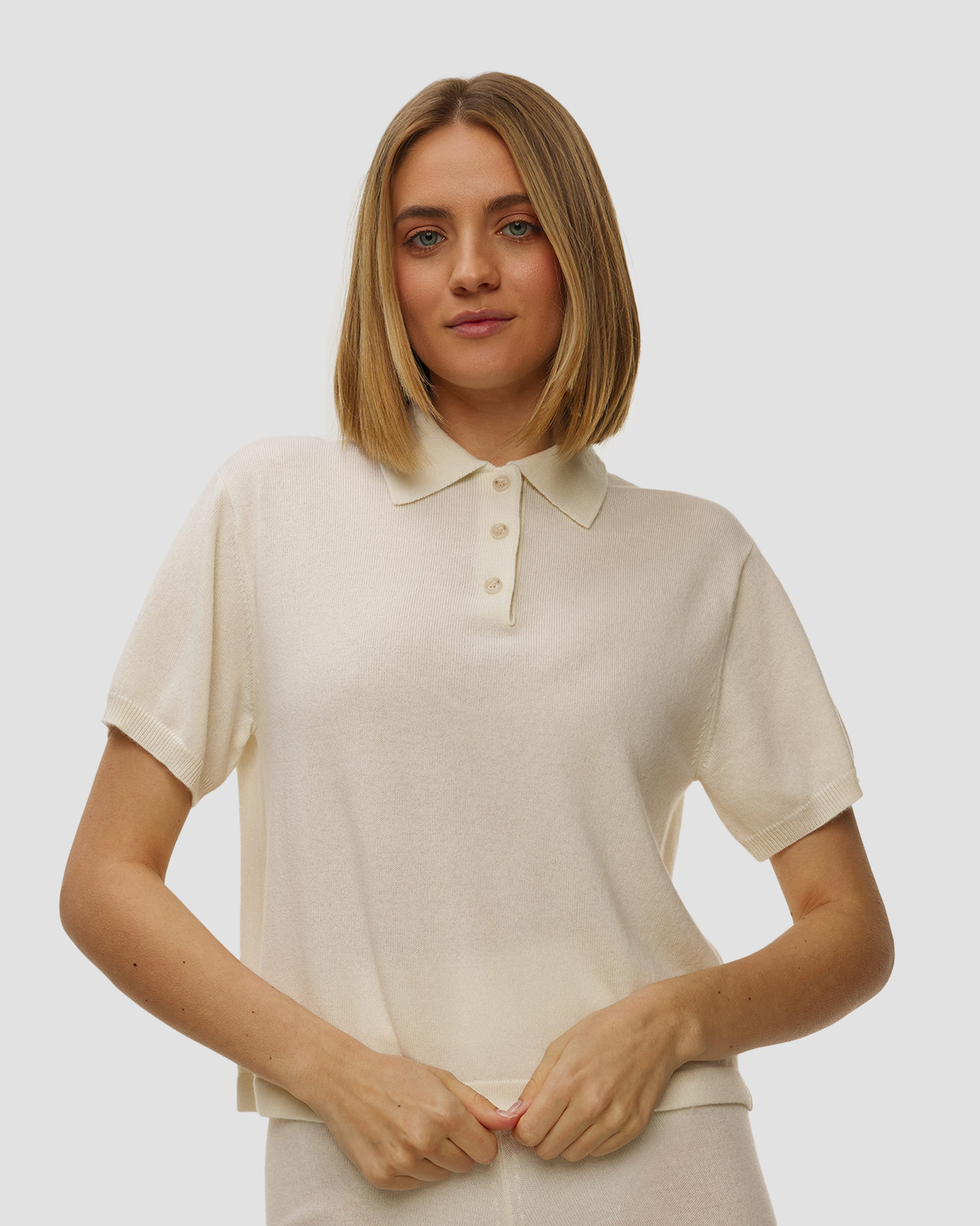 Biały sweter kaszmirowy z krótkim rękawem damski Allude, Kolor/Wzór: Biały