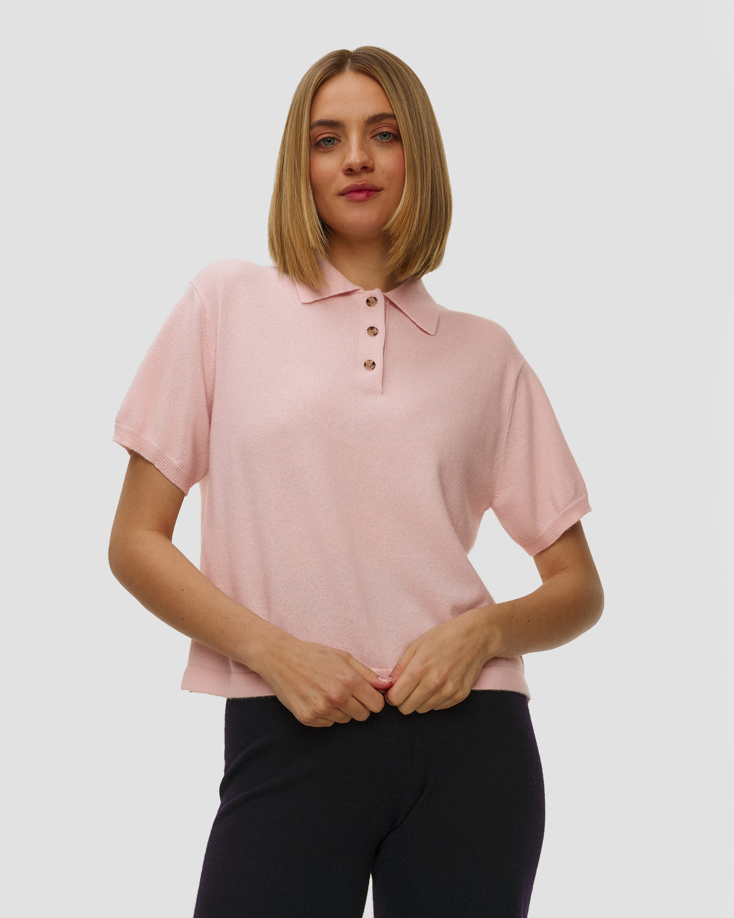 Różowy sweter kaszmirowy z krótkim rękawem damski Allude, Kolor/Wzór: Różowy