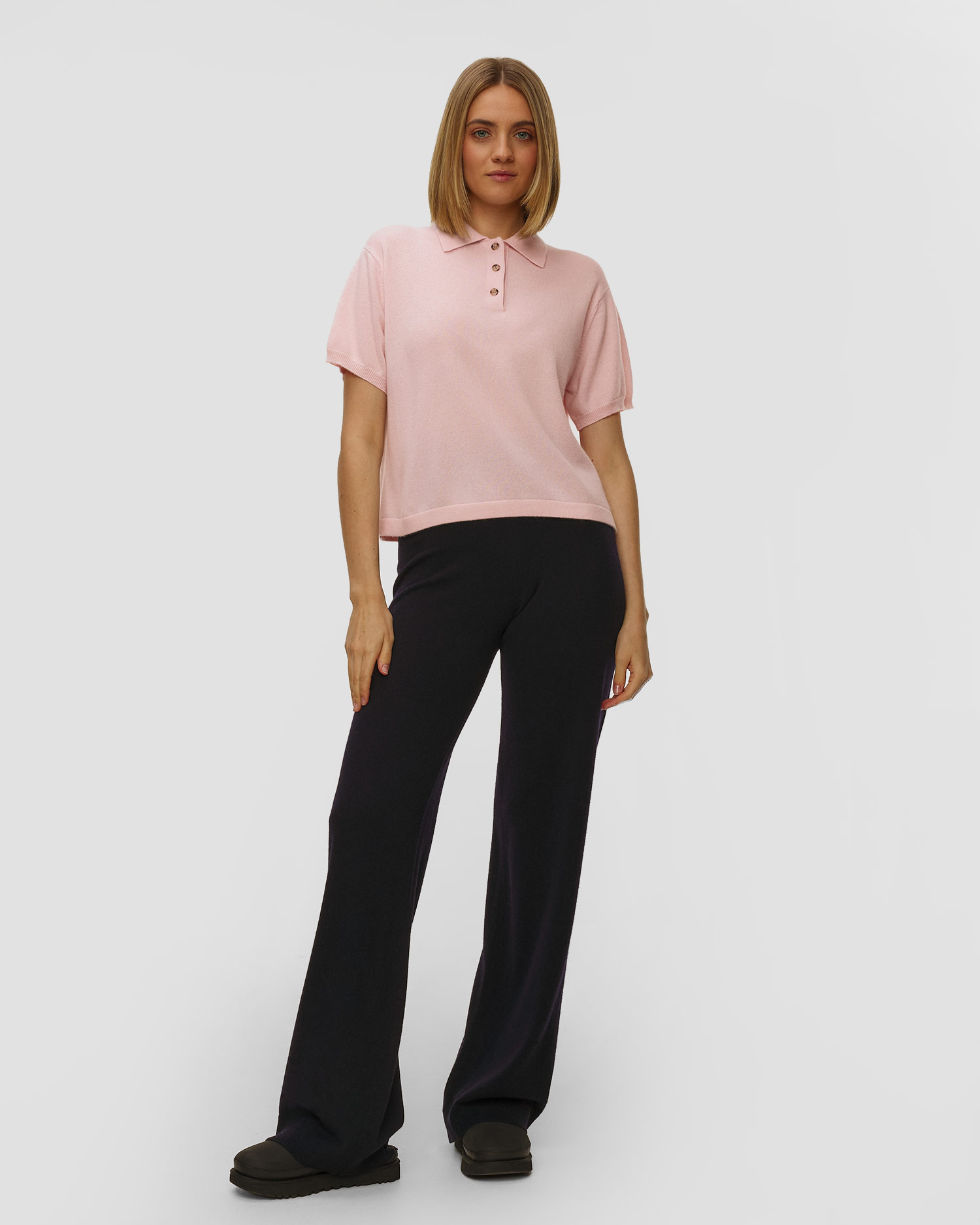 Różowy sweter kaszmirowy z krótkim rękawem damski Allude