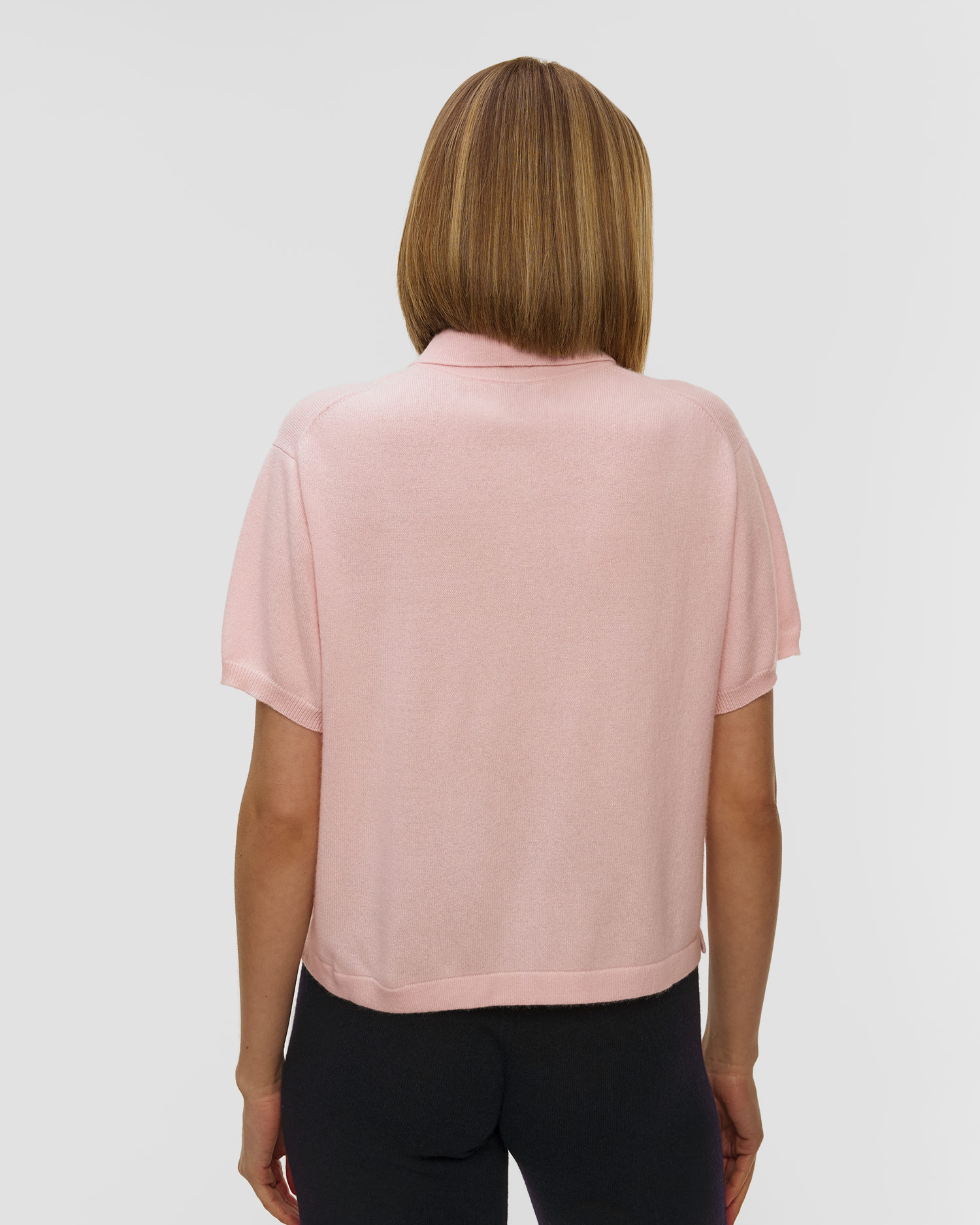 Różowy sweter kaszmirowy z krótkim rękawem damski Allude